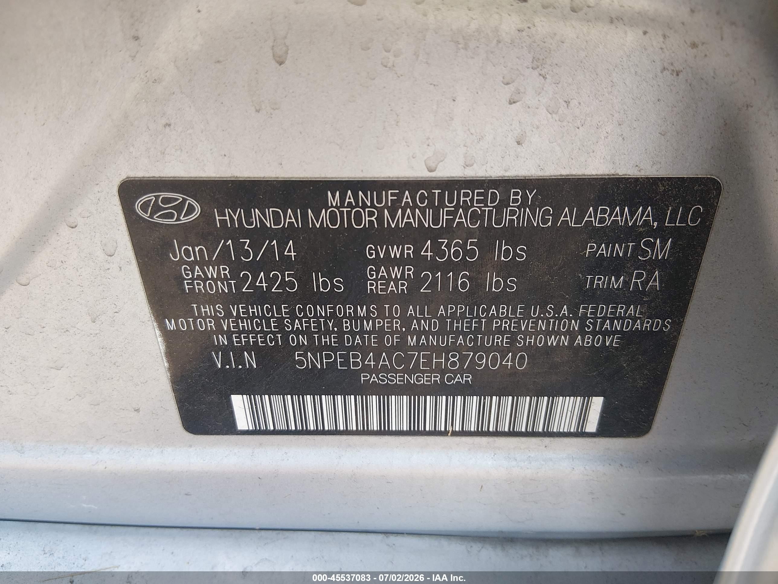 2014 Hyundai Sonata Gls Silver vin: 5NPEB4AC7EH879040