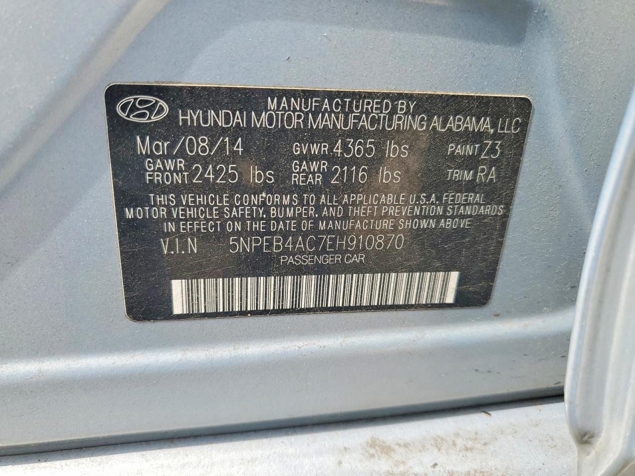 2014 Hyundai Sonata Gls Blue vin: 5NPEB4AC7EH910870