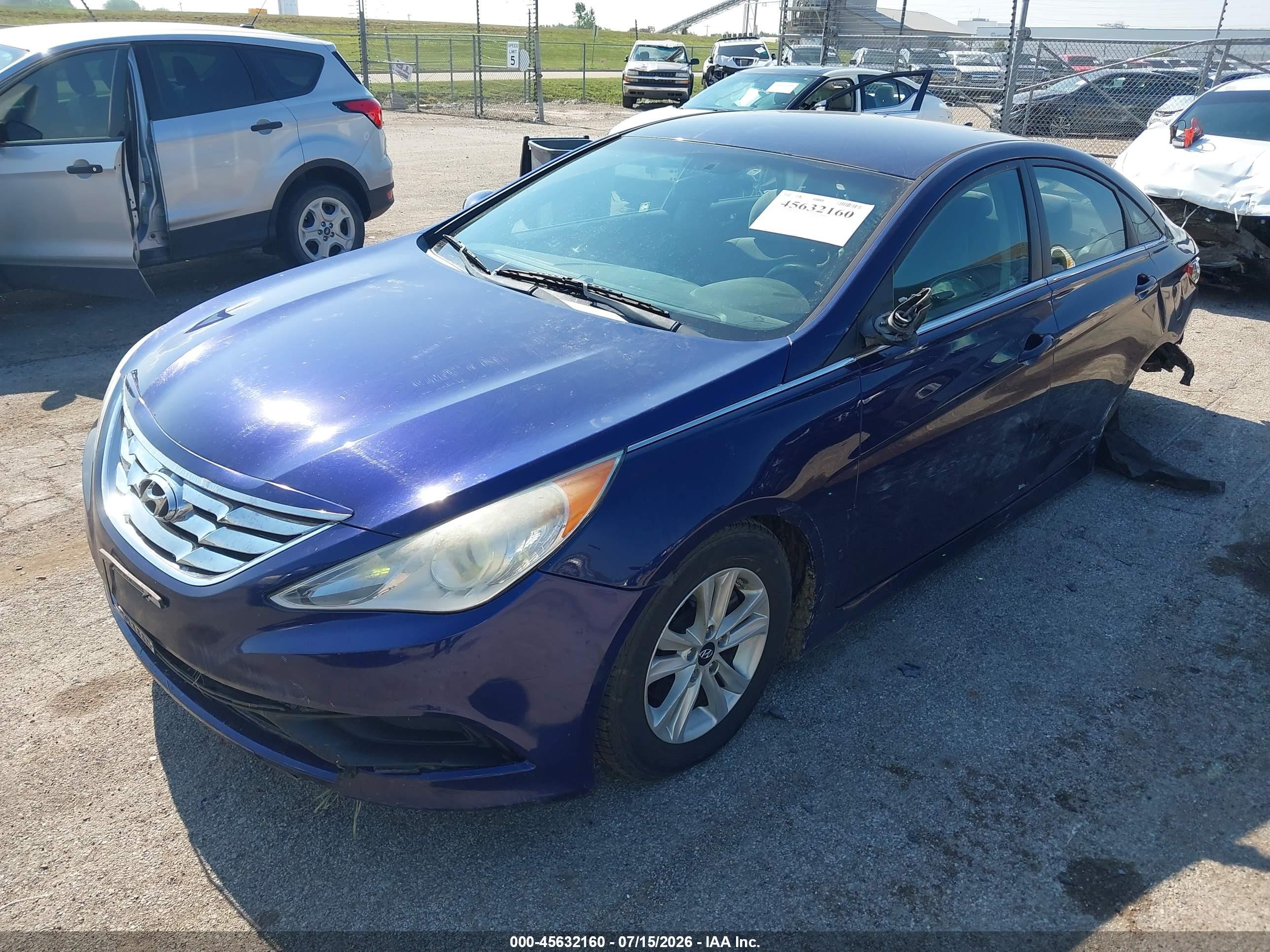2014 Hyundai Sonata Gls Синий vin: 5NPEB4AC7EH915891