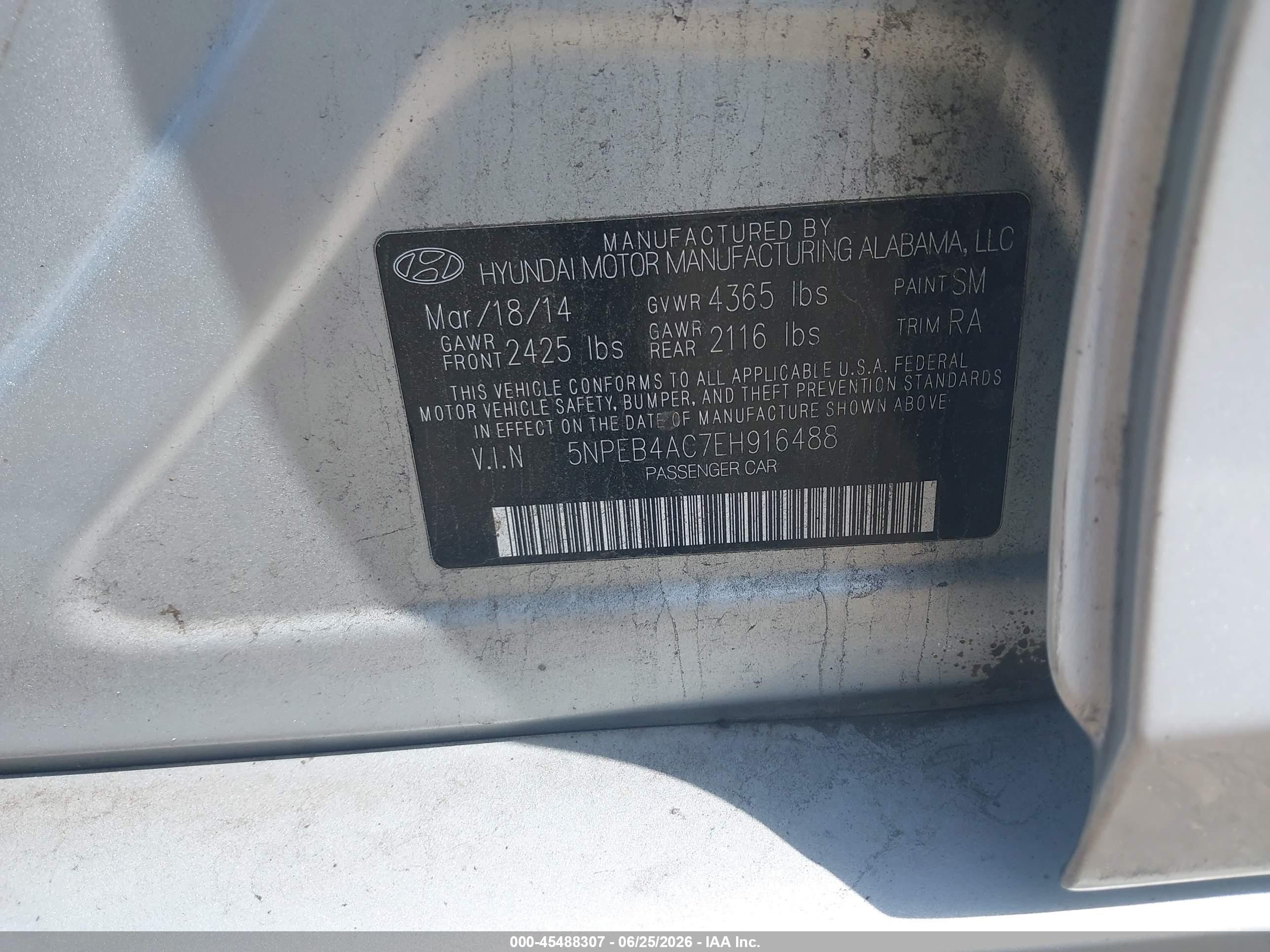 2014 Hyundai Sonata Gls Gray vin: 5NPEB4AC7EH916488
