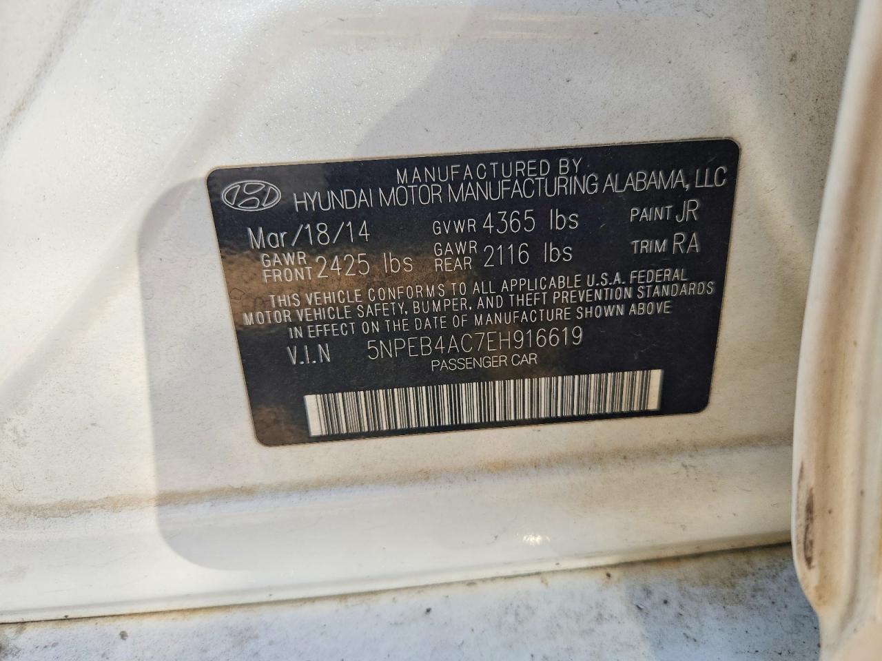 2014 Hyundai Sonata Gls Белый vin: 5NPEB4AC7EH916619