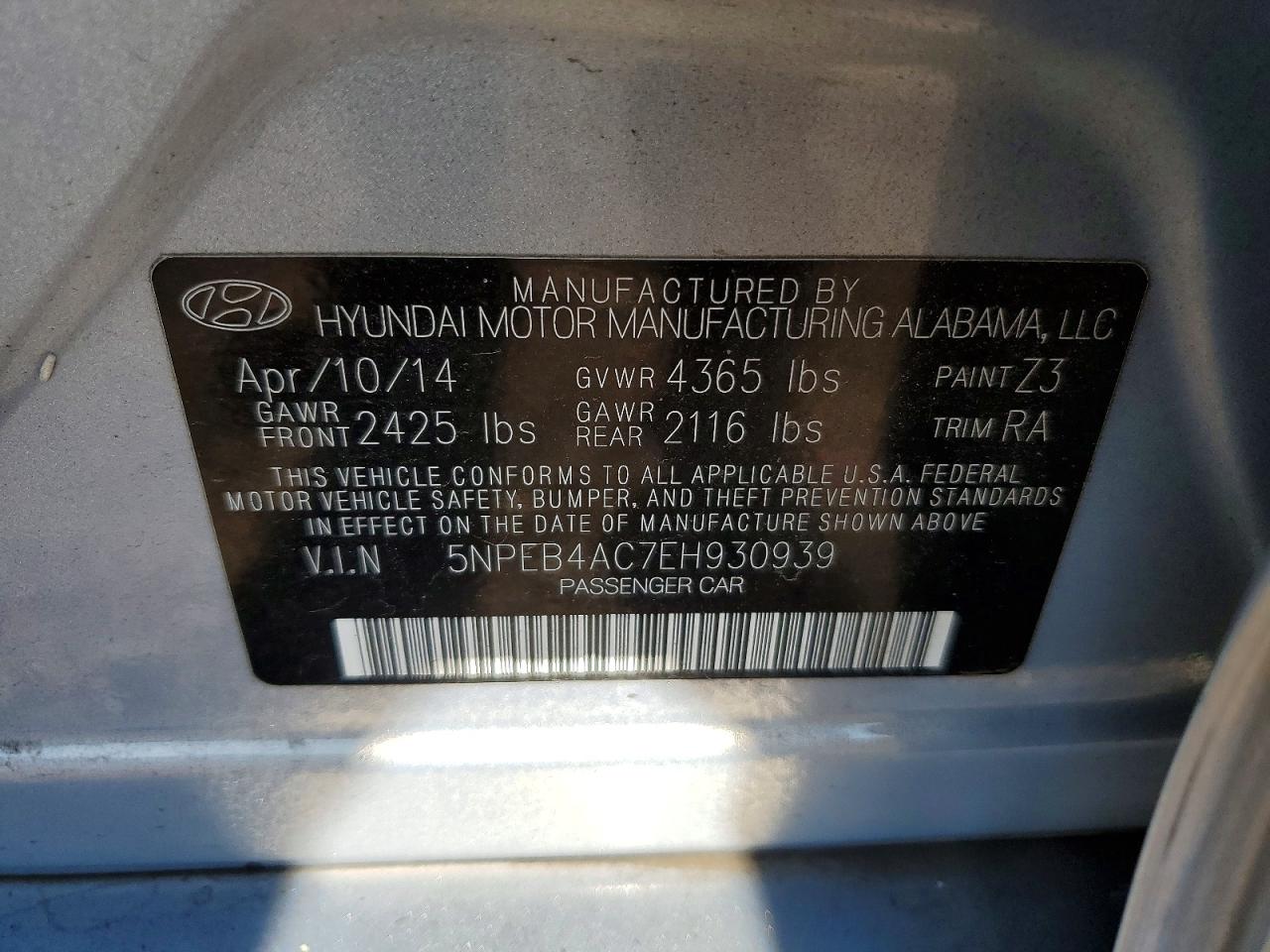 2014 Hyundai Sonata Gls Blue vin: 5NPEB4AC7EH930939