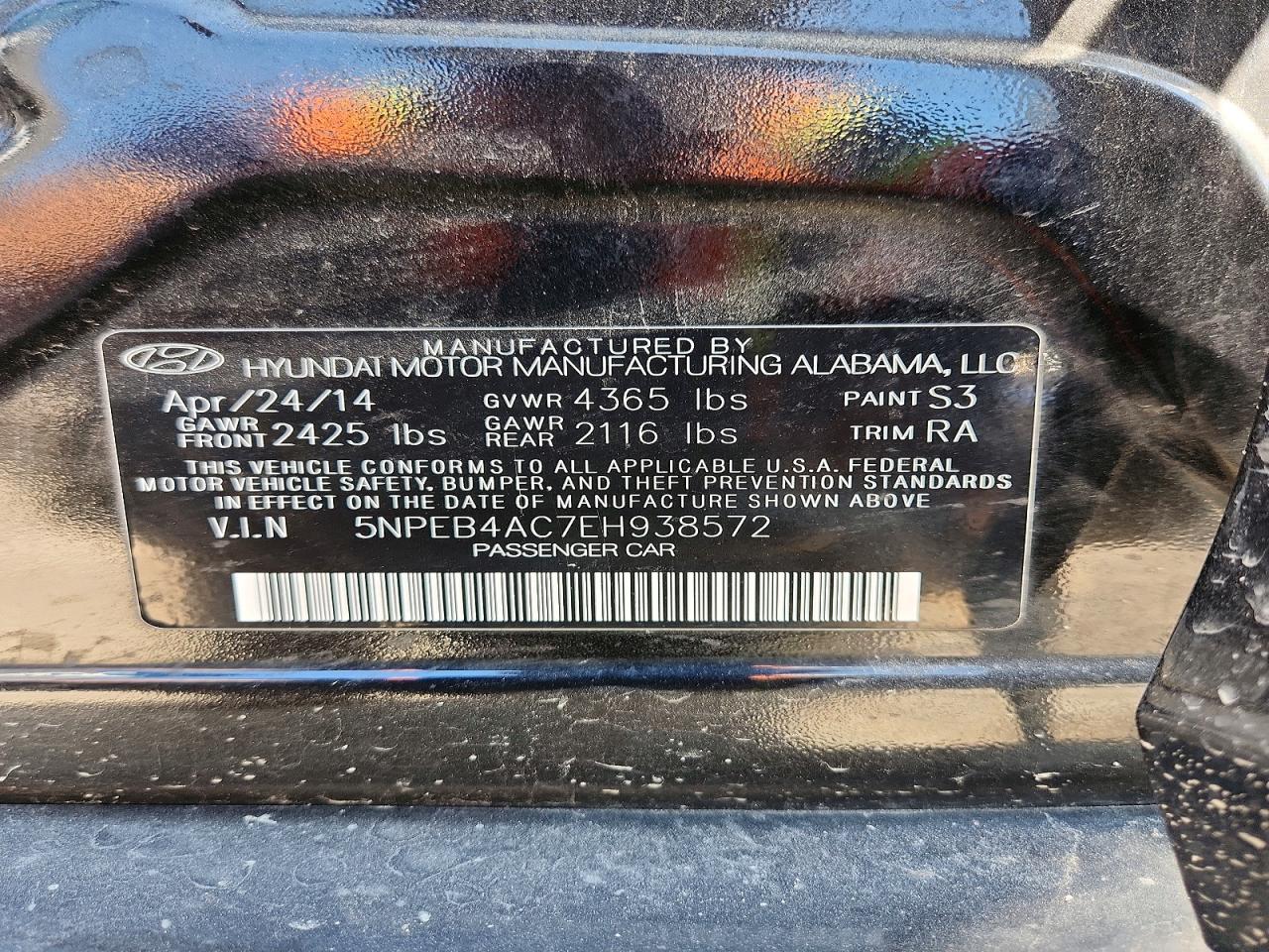 2014 Hyundai Sonata Gls Black vin: 5NPEB4AC7EH938572