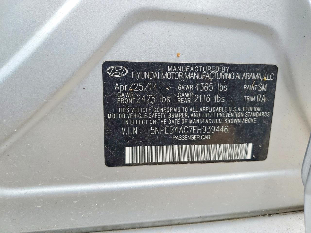 2014 Hyundai Sonata Gls Серебряный vin: 5NPEB4AC7EH939446