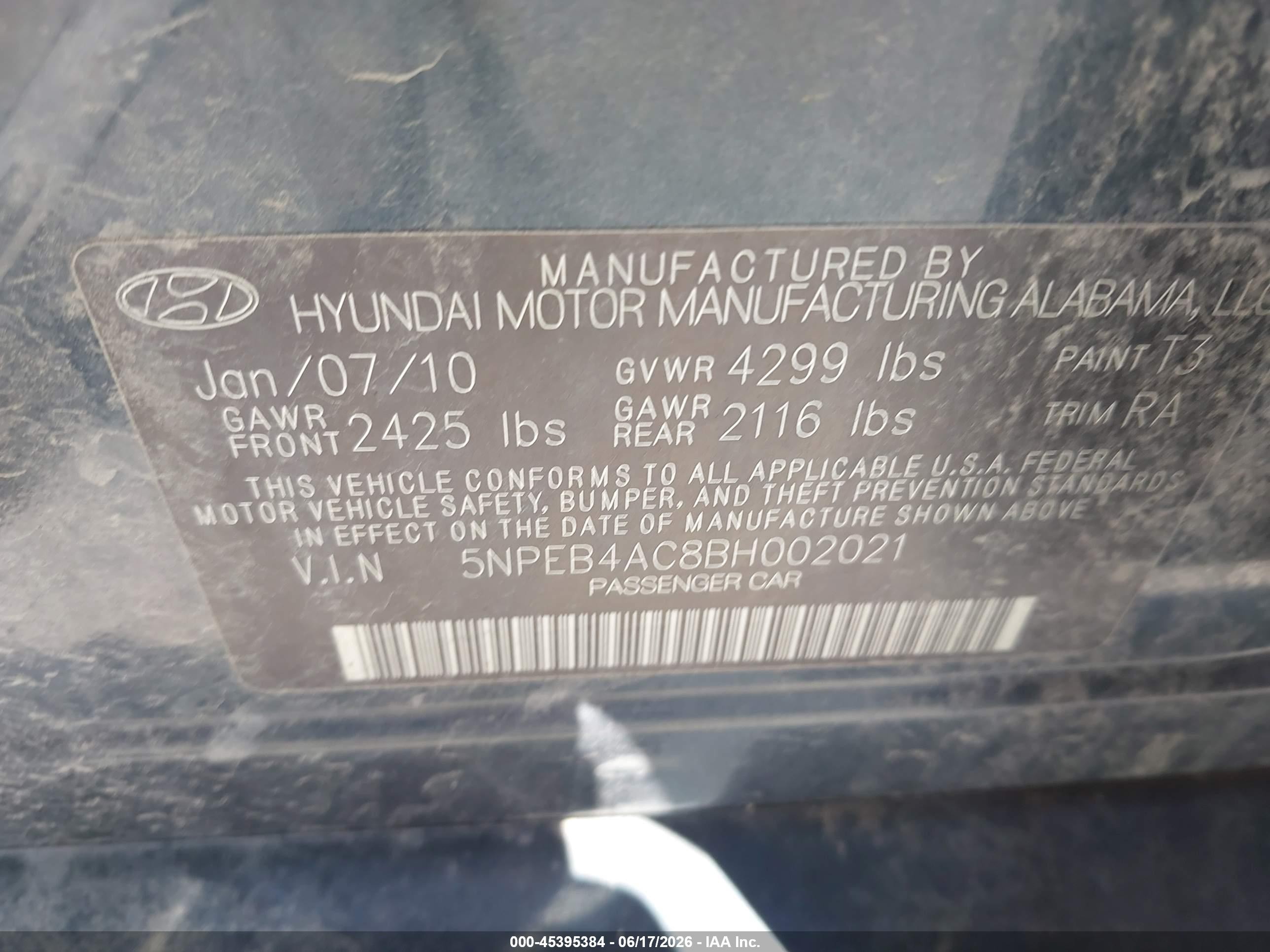 2011 Hyundai Sonata Gls Black vin: 5NPEB4AC8BH002021