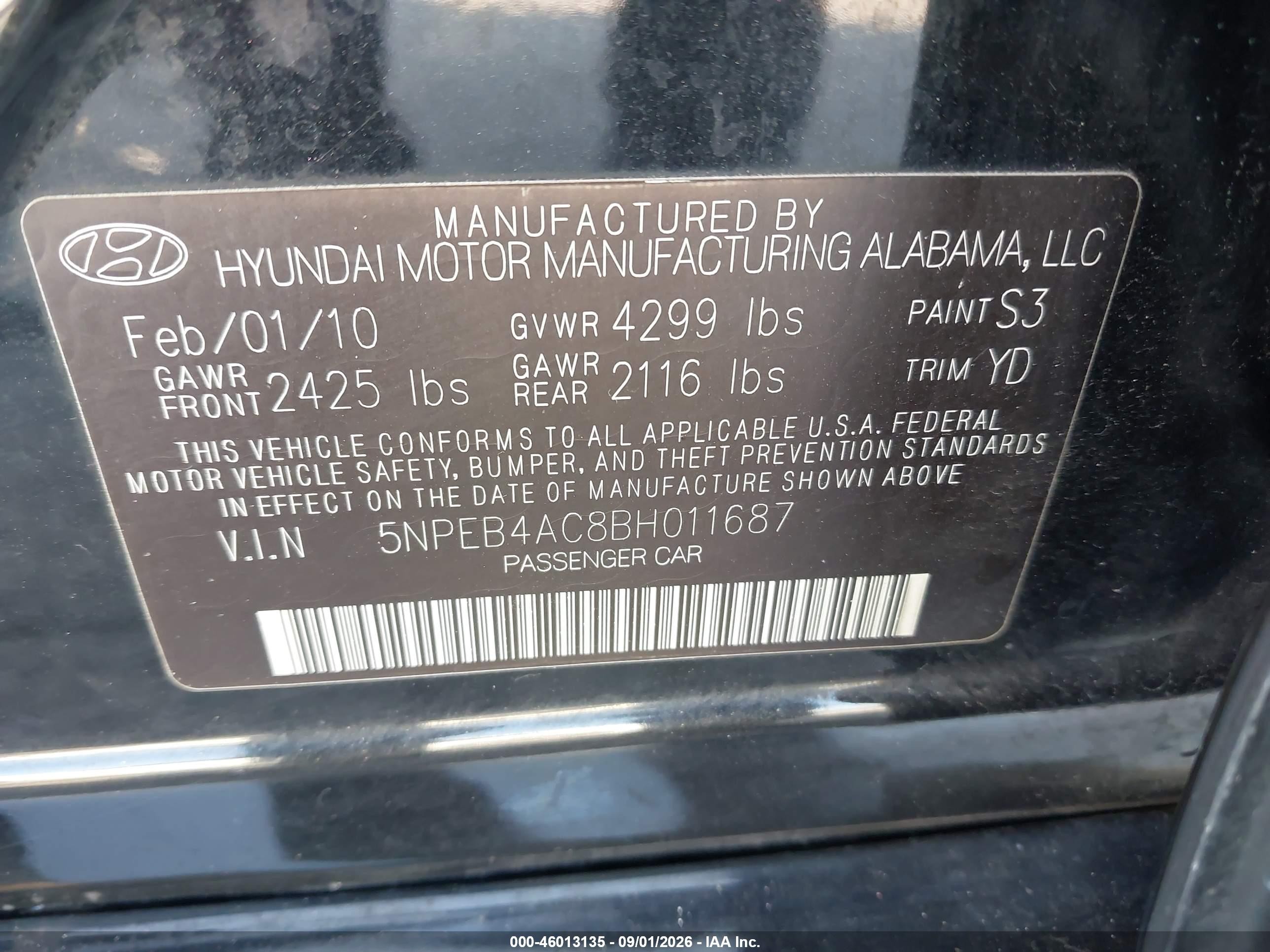 2011 Hyundai Sonata Gls Черный vin: 5NPEB4AC8BH011687