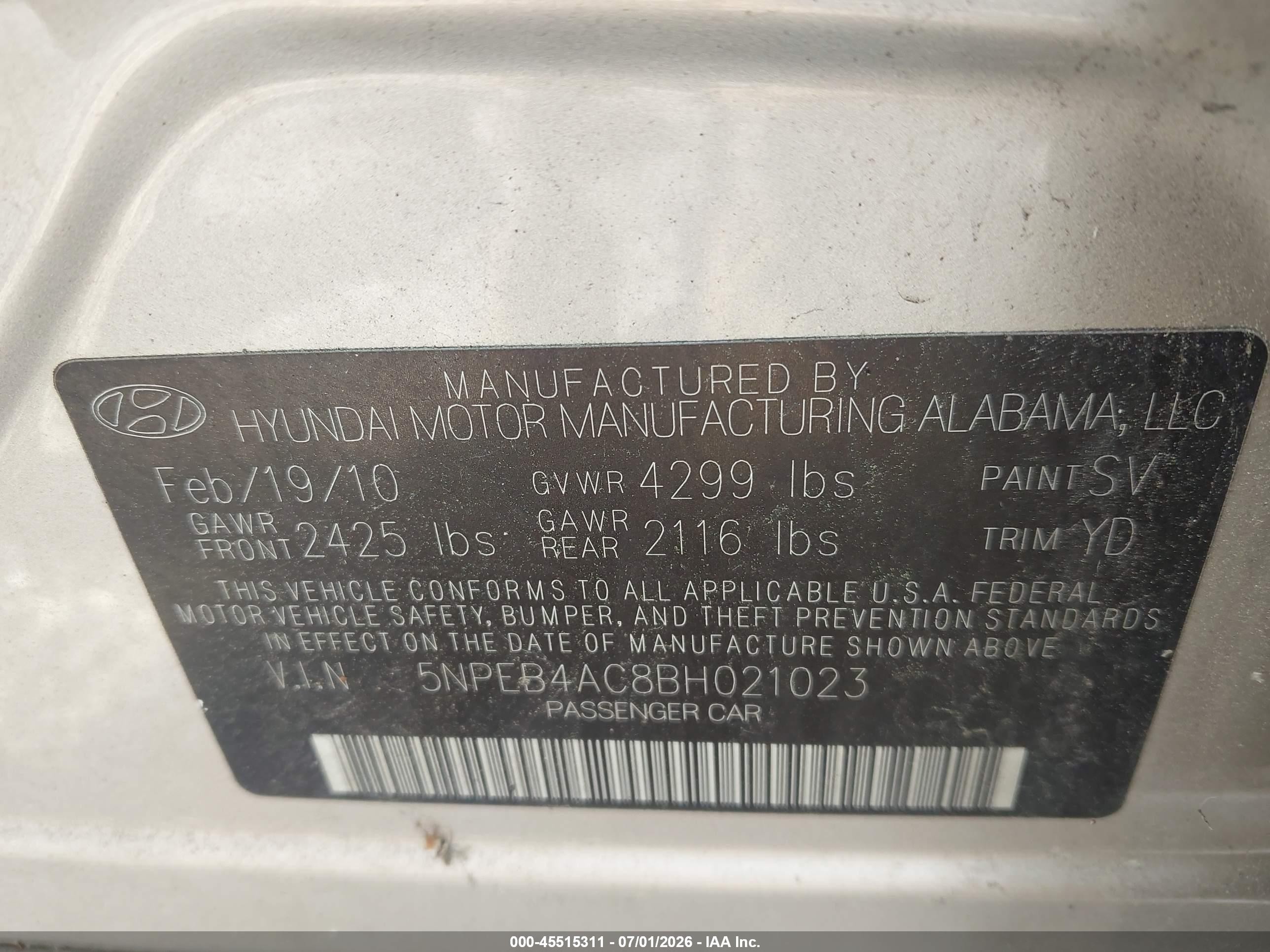 2011 Hyundai Sonata Gls Золотой vin: 5NPEB4AC8BH021023
