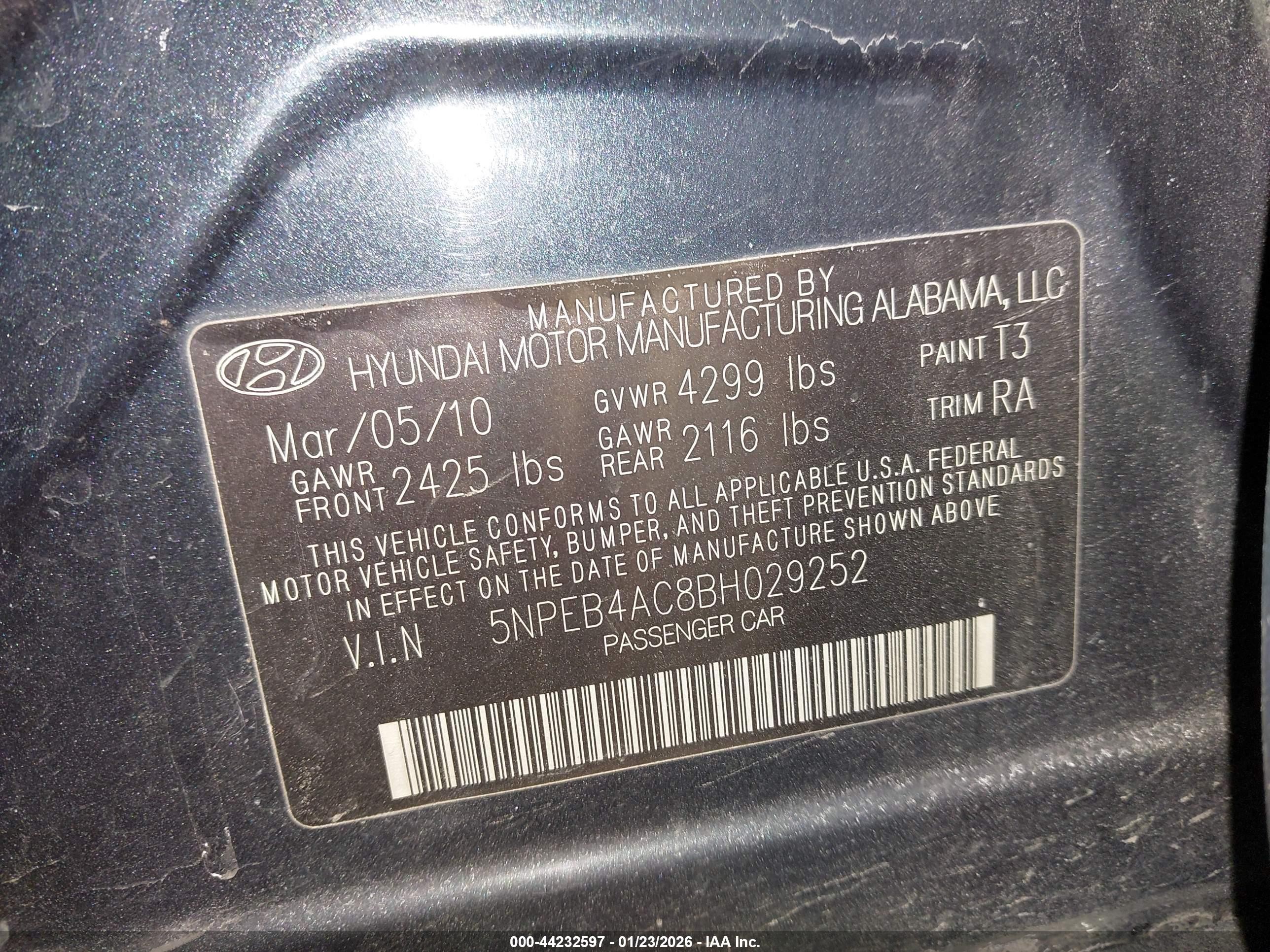 2011 Hyundai Sonata Gls Dark Blue vin: 5NPEB4AC8BH029252