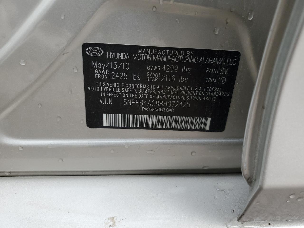 2011 Hyundai Sonata Gls Gold vin: 5NPEB4AC8BH072425