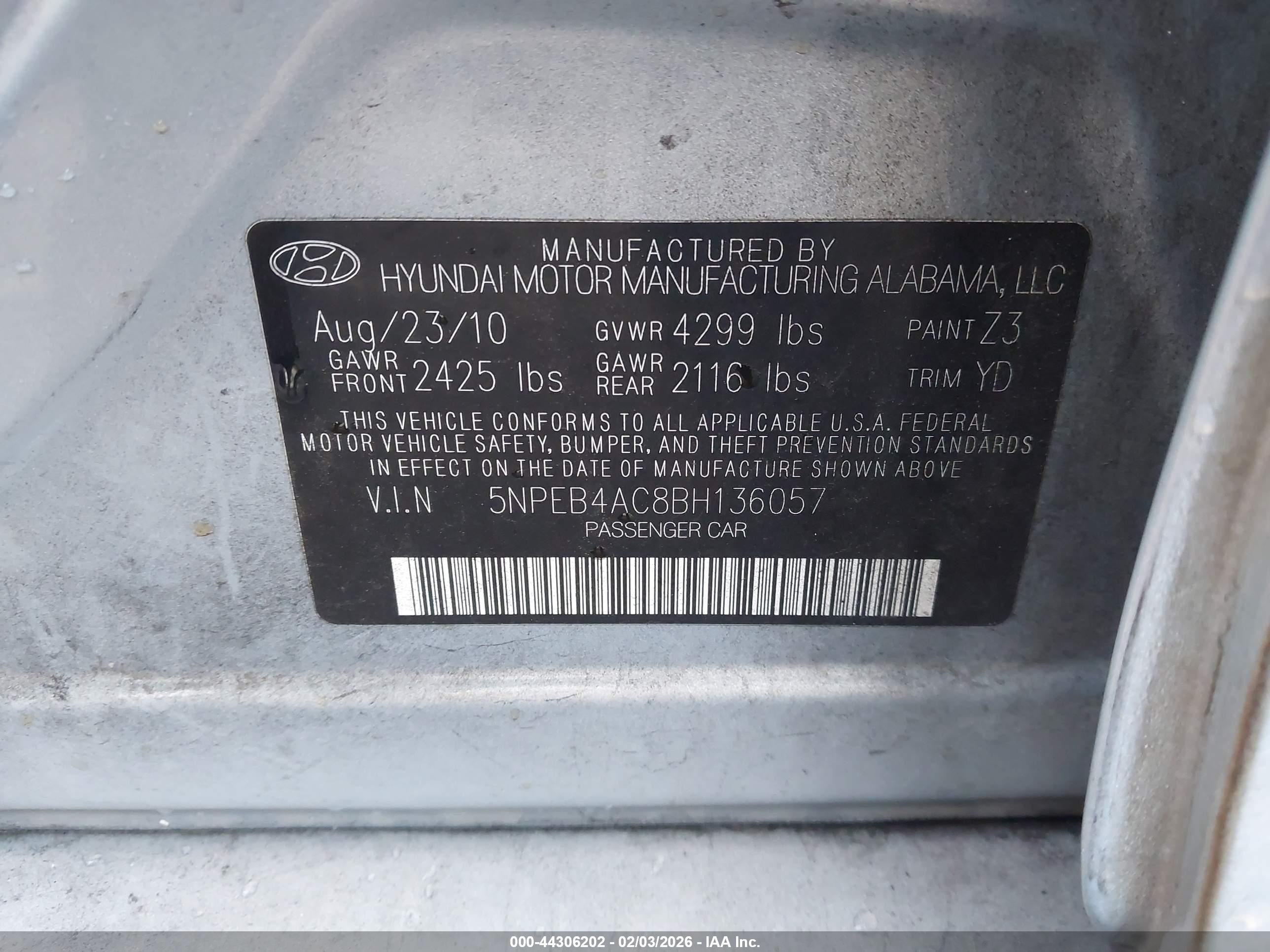 2011 Hyundai Sonata Gls Teal vin: 5NPEB4AC8BH136057