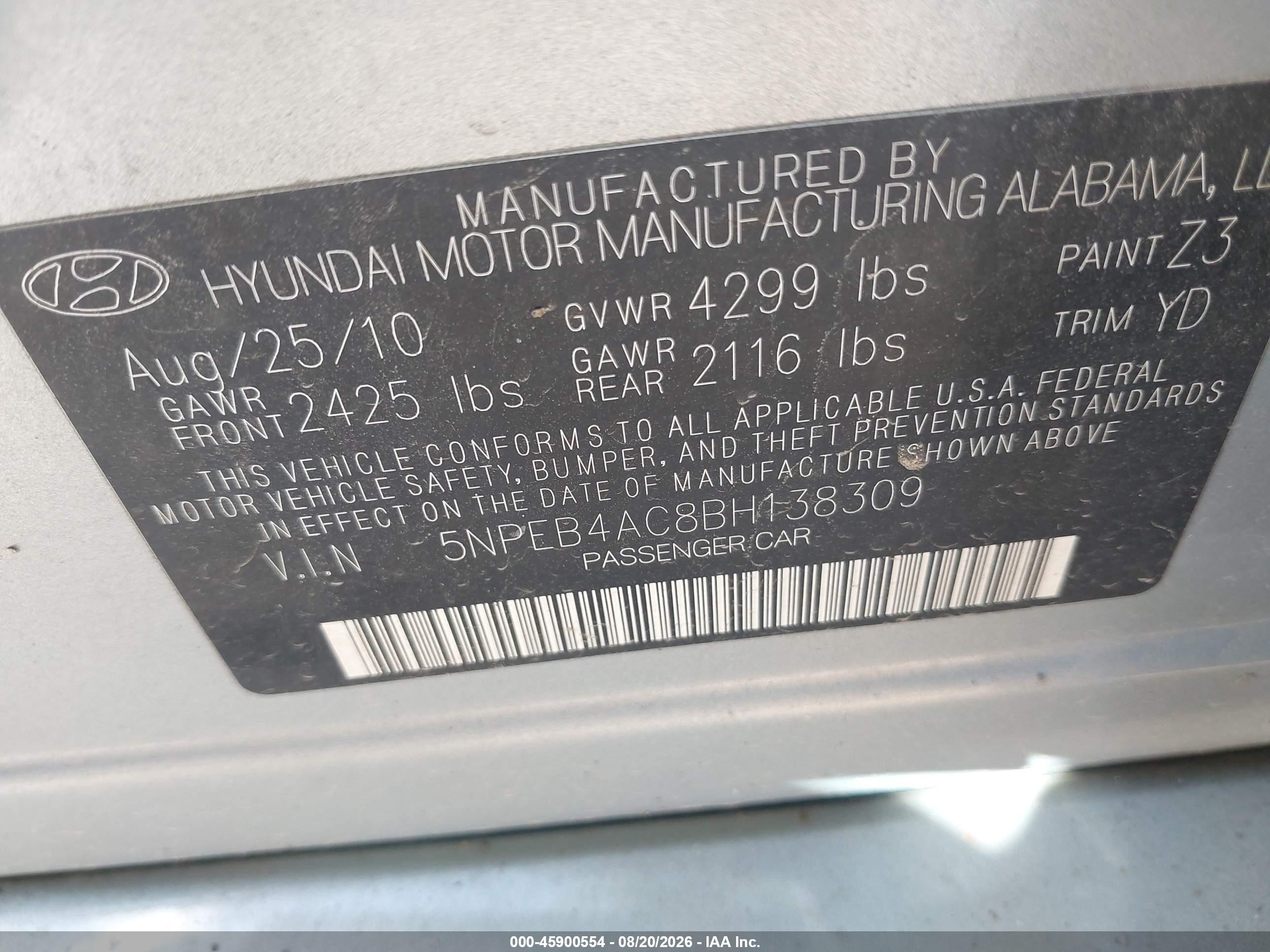 2011 Hyundai Sonata Gls Синий vin: 5NPEB4AC8BH138309