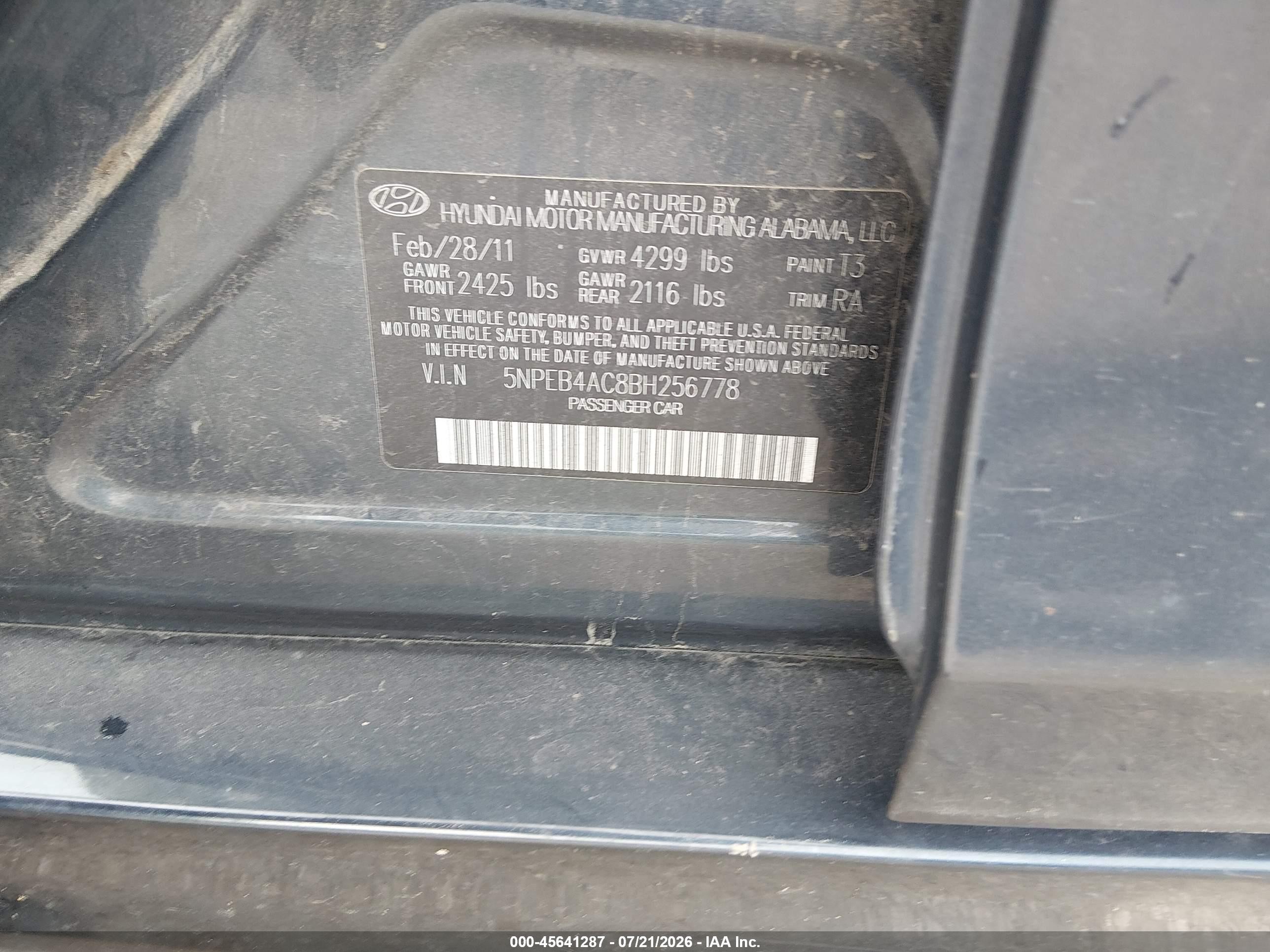 2011 Hyundai Sonata Gls Black vin: 5NPEB4AC8BH256778