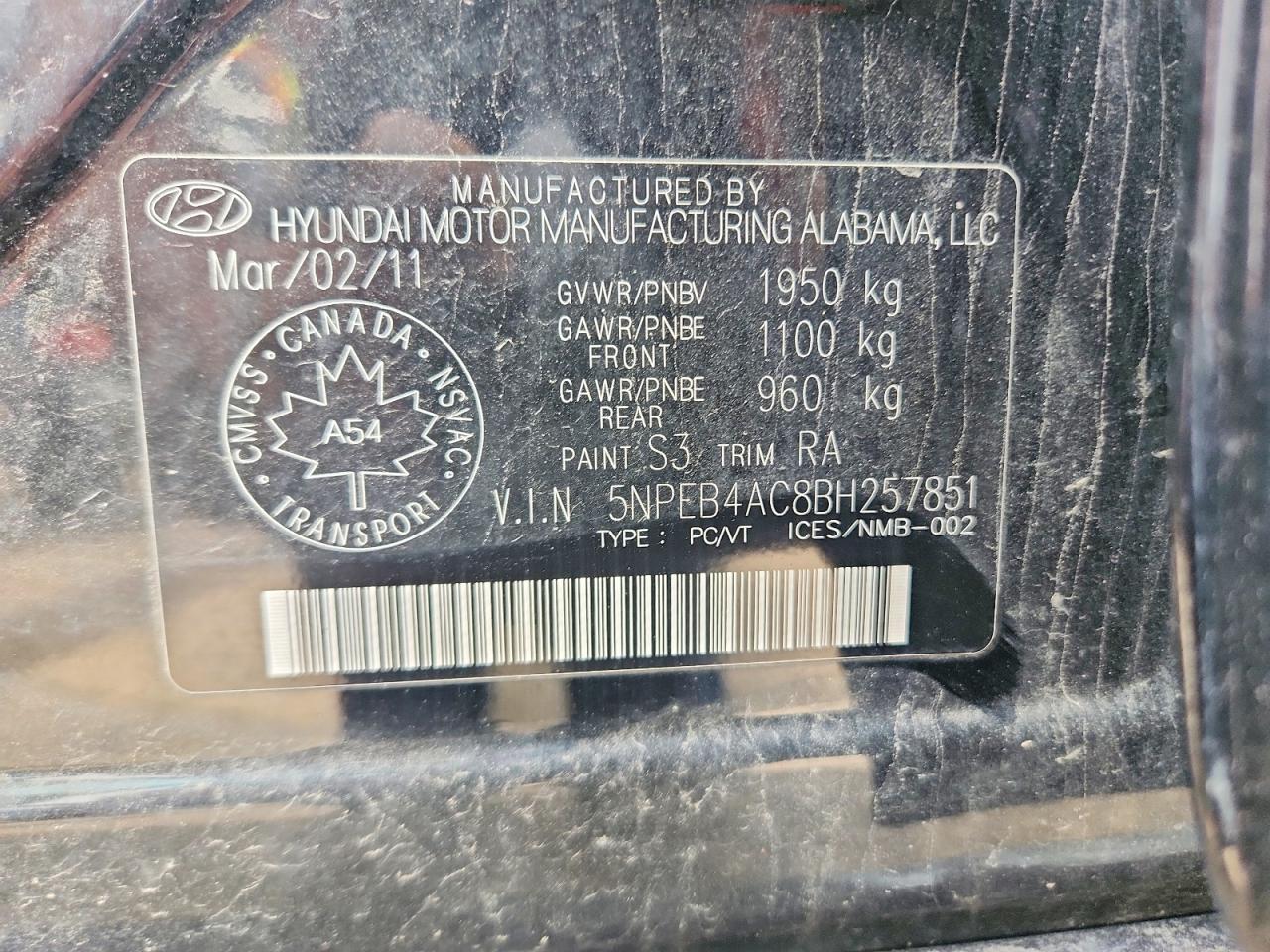 2011 Hyundai Sonata Gls Black vin: 5NPEB4AC8BH257851