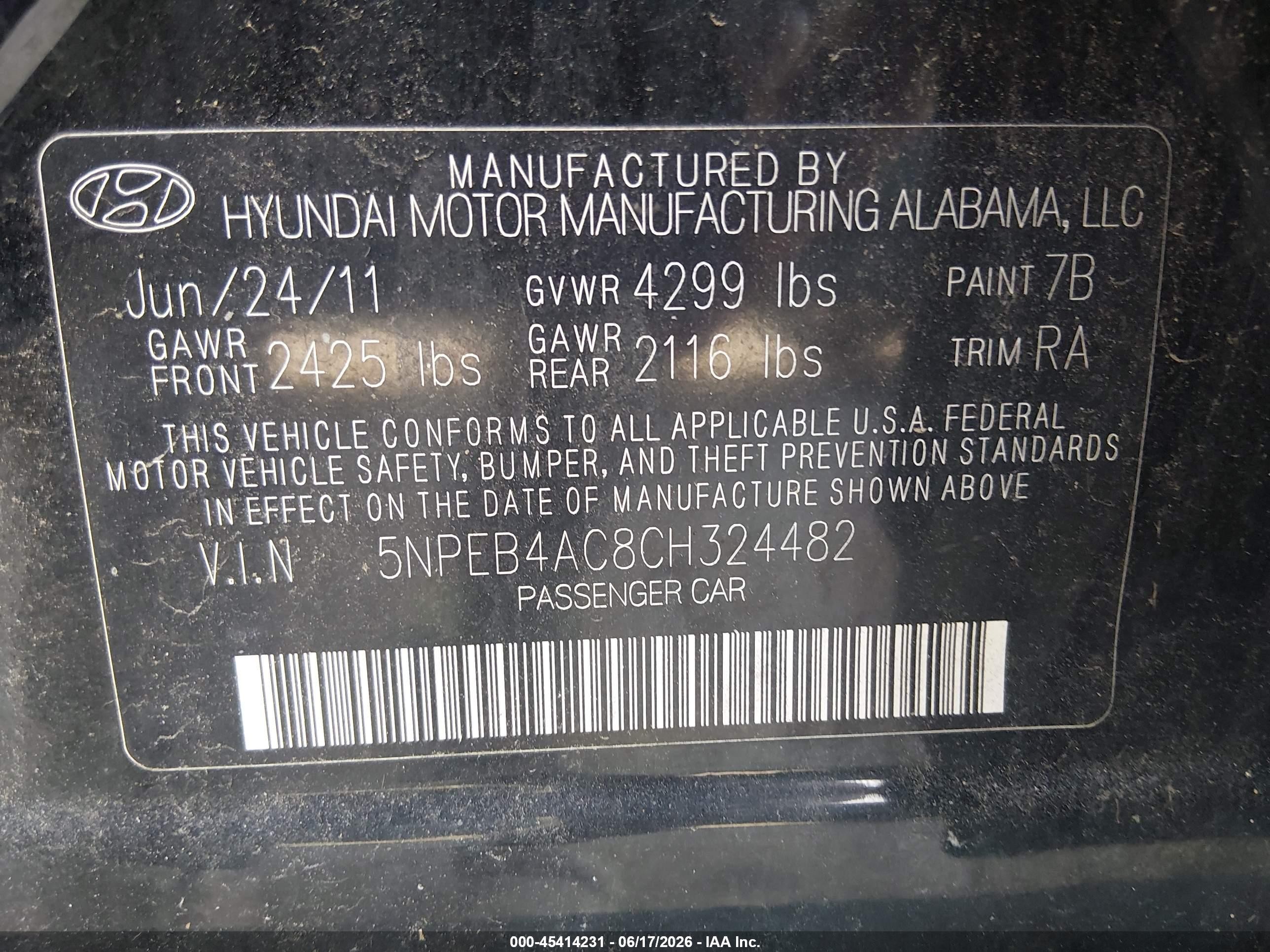 2012 Hyundai Sonata Gls Black vin: 5NPEB4AC8CH324482