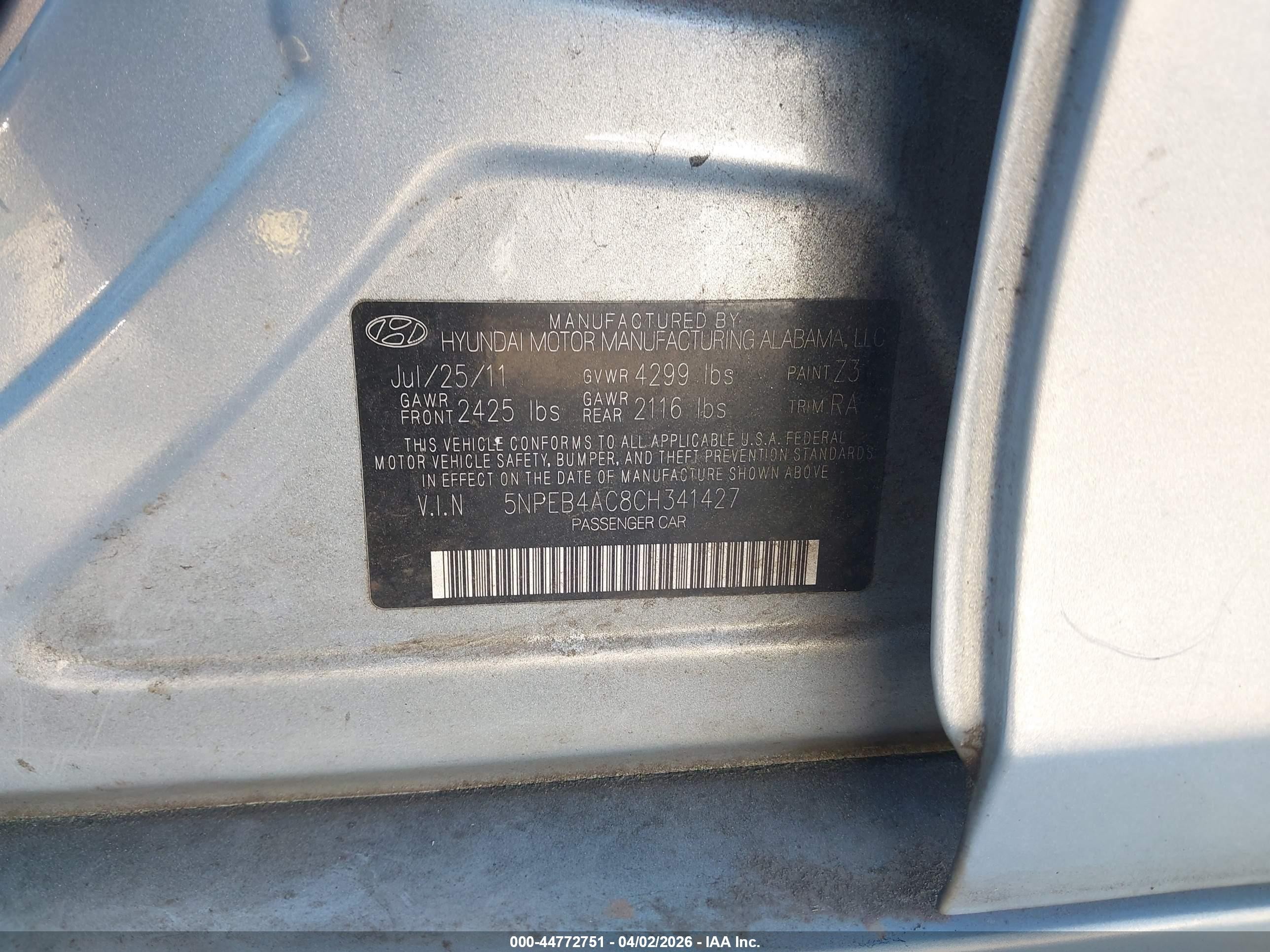 2012 Hyundai Sonata Gls Blue vin: 5NPEB4AC8CH341427