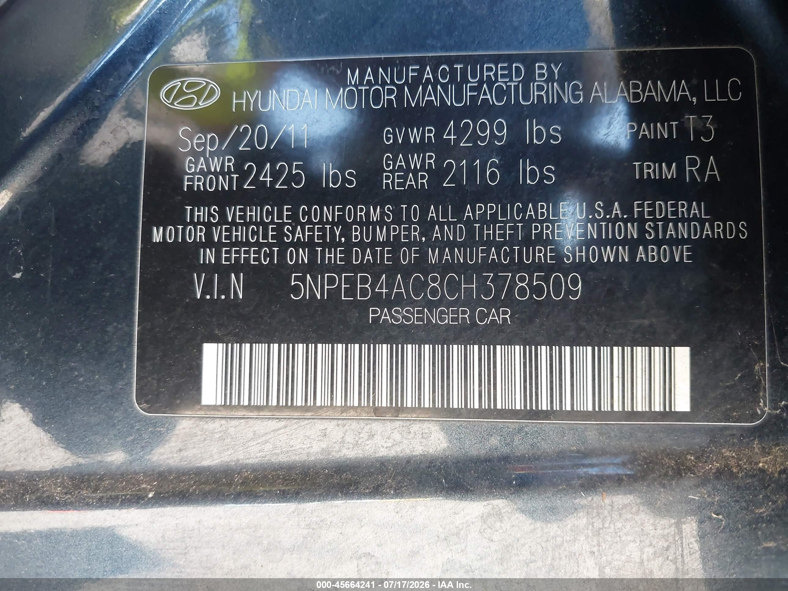 2012 Hyundai Sonata Gls Серый vin: 5NPEB4AC8CH378509