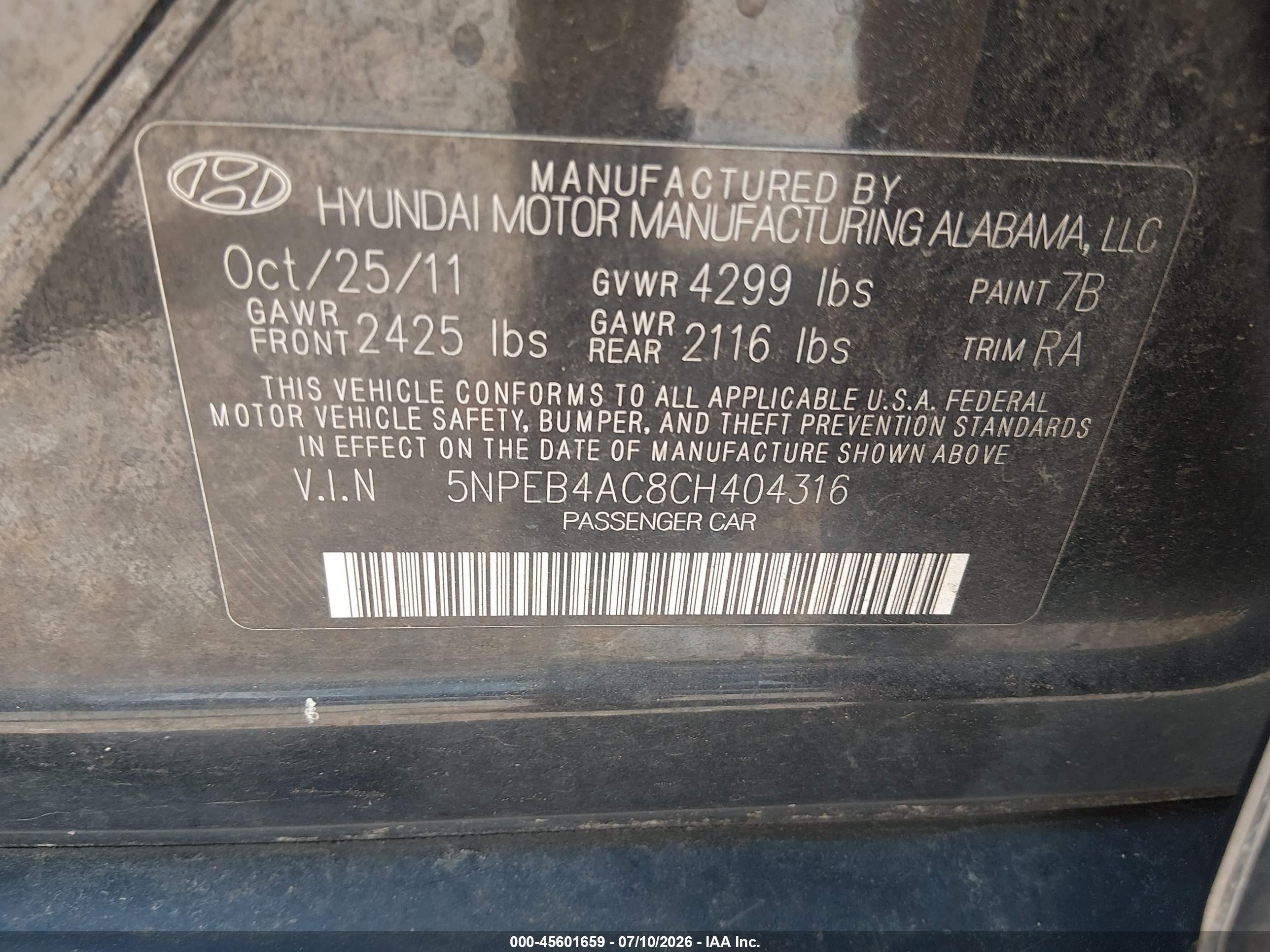 2012 Hyundai Sonata Gls Pzev Black vin: 5NPEB4AC8CH404316