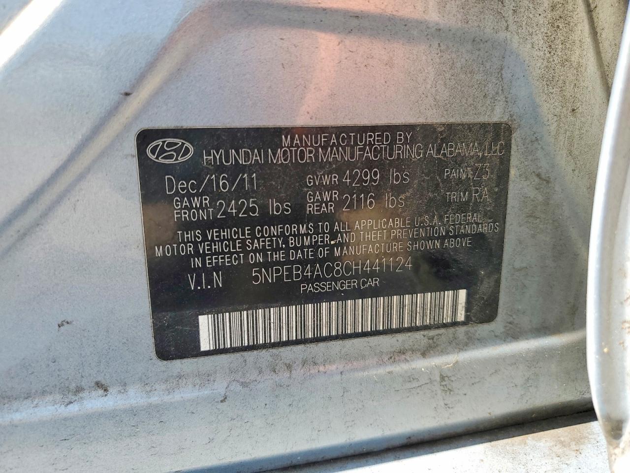 2012 Hyundai Sonata Gls Silver vin: 5NPEB4AC8CH441124