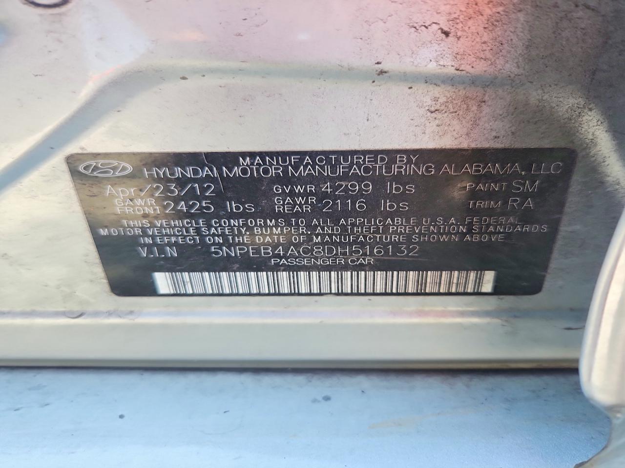 2013 Hyundai Sonata Gls Silver vin: 5NPEB4AC8DH516132
