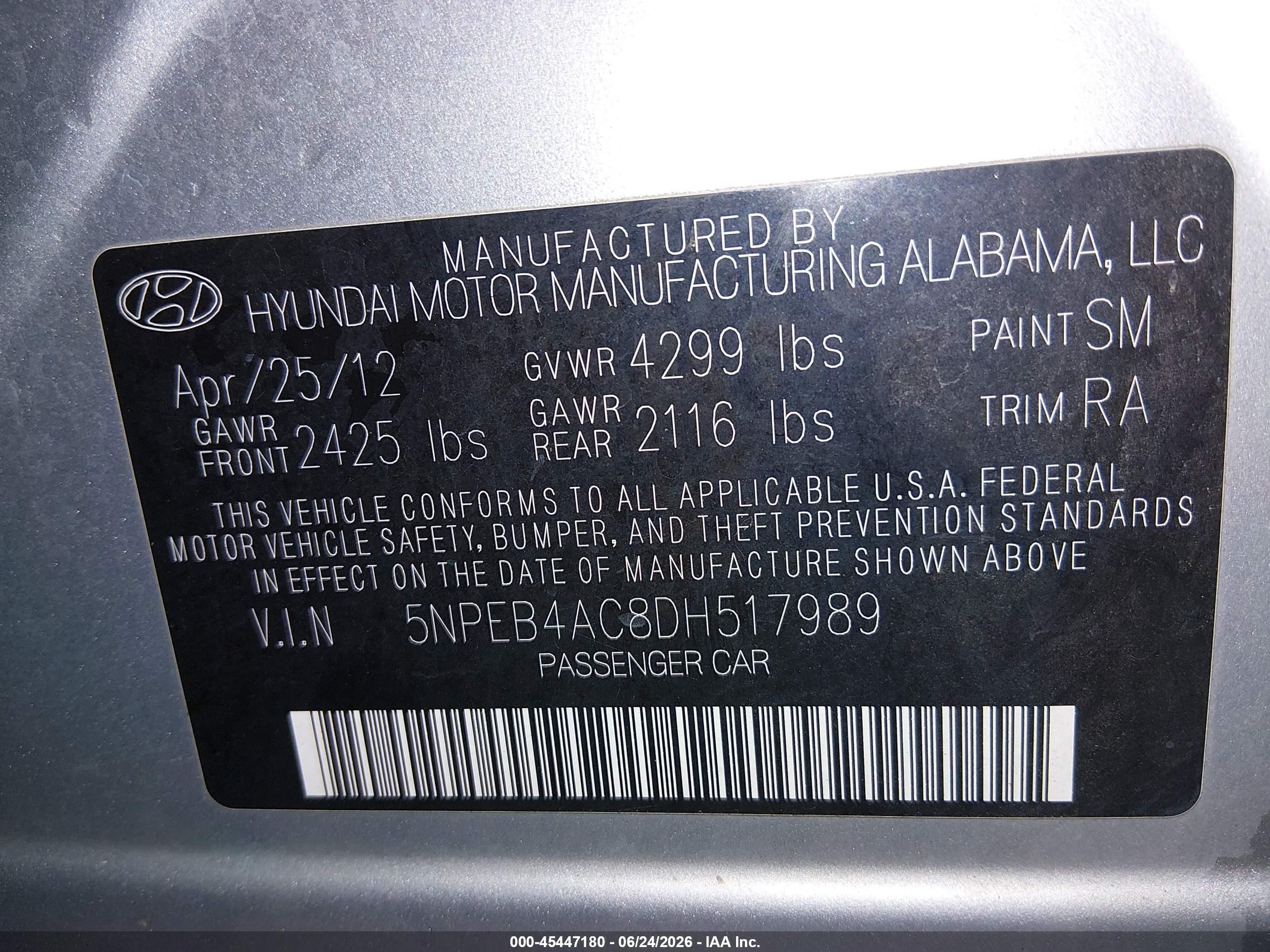 2013 Hyundai Sonata Gls Серебряный vin: 5NPEB4AC8DH517989