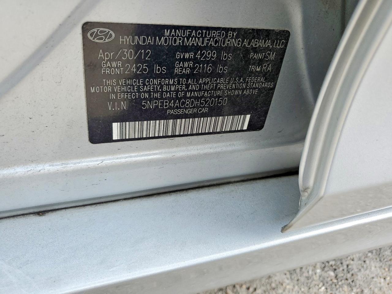 2013 Hyundai Sonata Gls Silver vin: 5NPEB4AC8DH520150