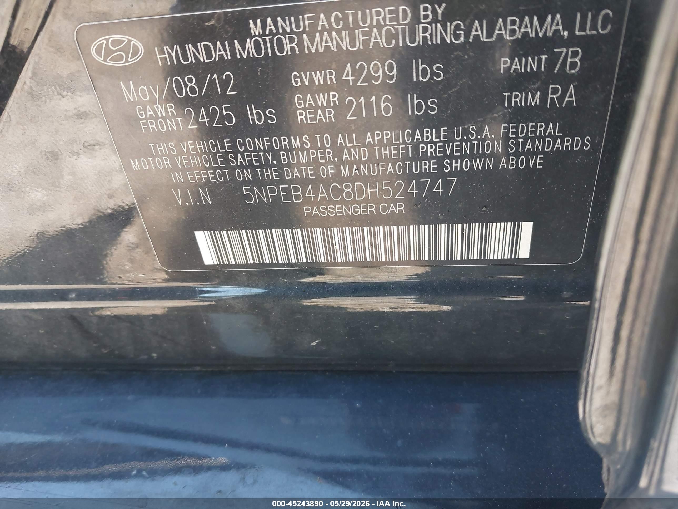 2013 Hyundai Sonata Gls Black vin: 5NPEB4AC8DH524747
