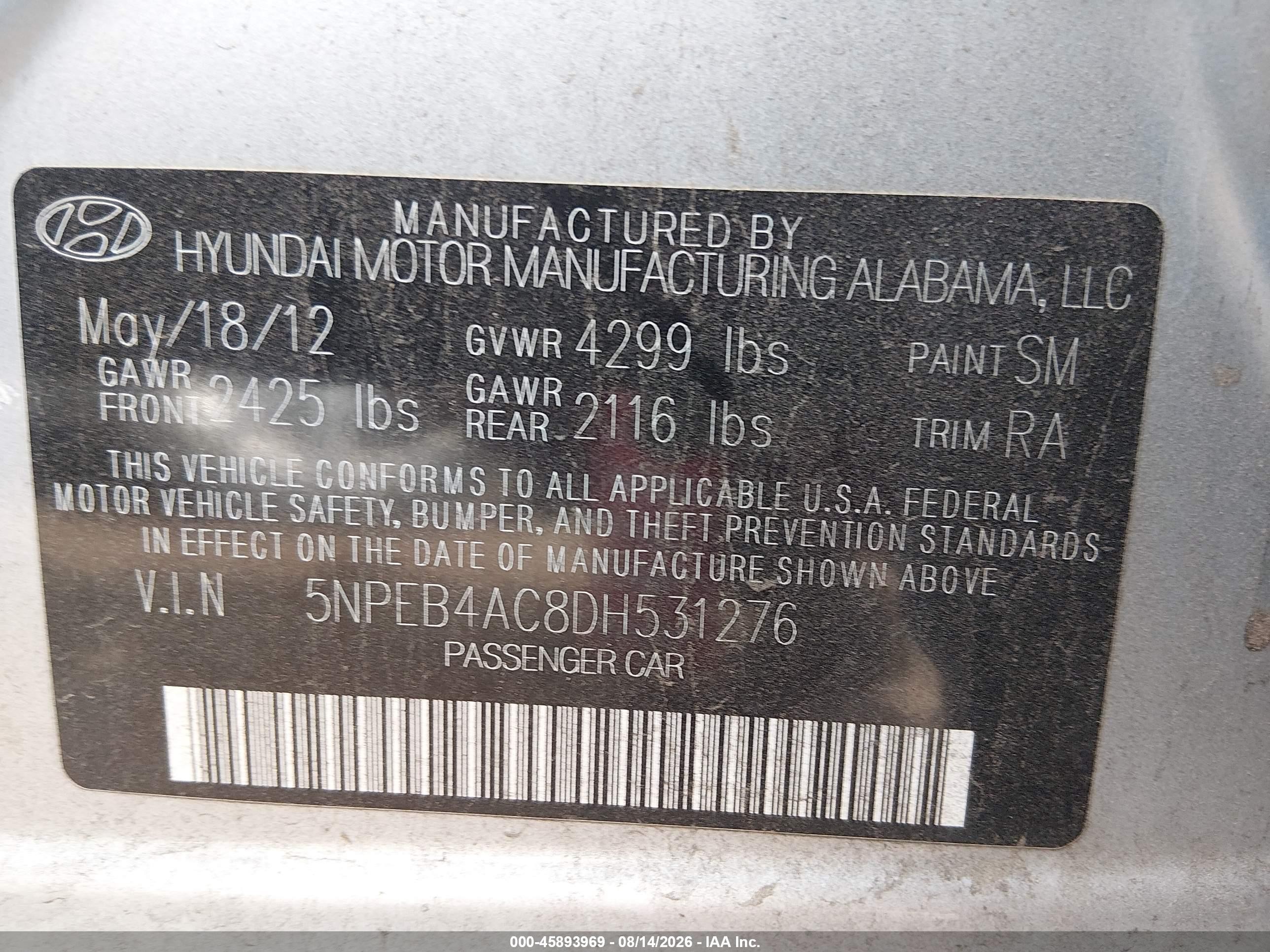 2013 Hyundai Sonata Gls Silver vin: 5NPEB4AC8DH531276