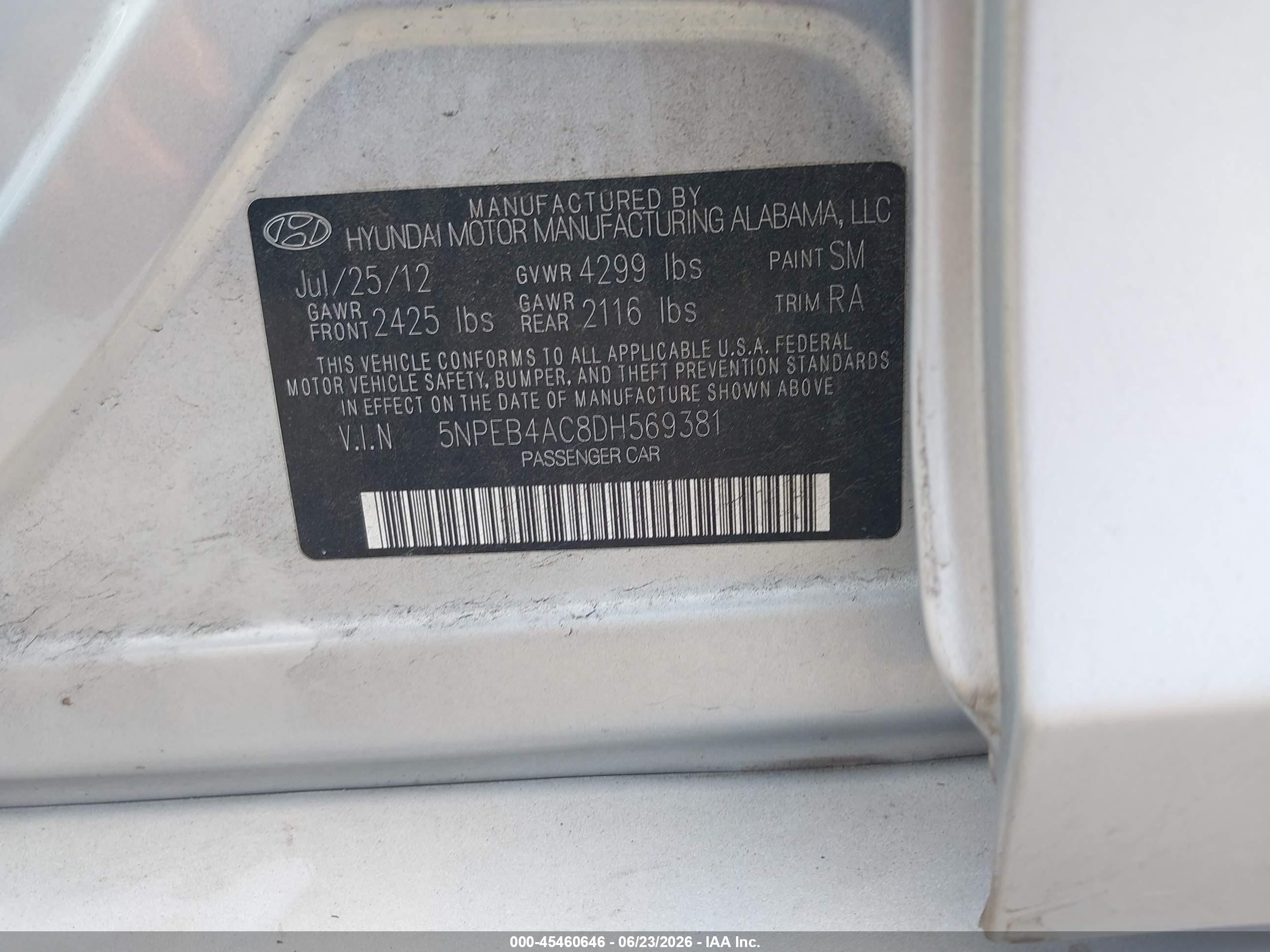 2013 Hyundai Sonata Gls Silver vin: 5NPEB4AC8DH569381