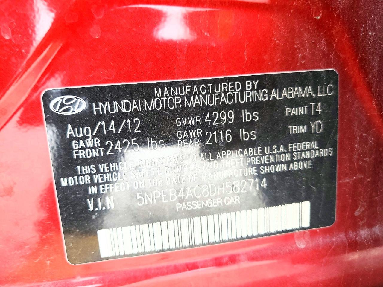 2013 Hyundai Sonata Gls Красный vin: 5NPEB4AC8DH582714