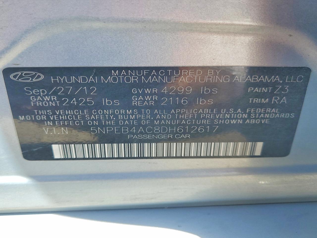 2013 Hyundai Sonata Gls Blue vin: 5NPEB4AC8DH612617