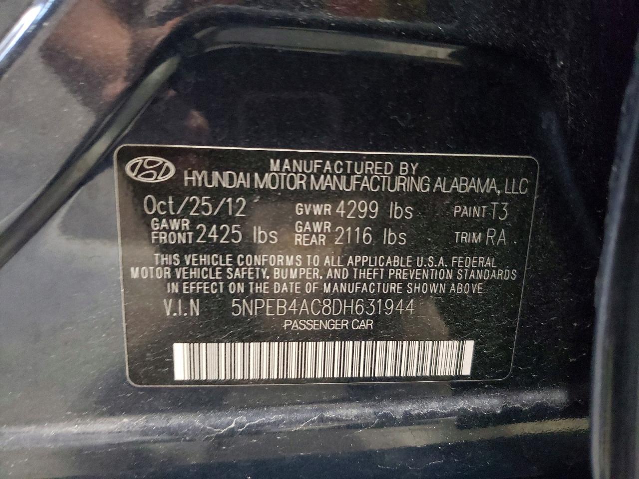2013 Hyundai Sonata Gls Teal vin: 5NPEB4AC8DH631944