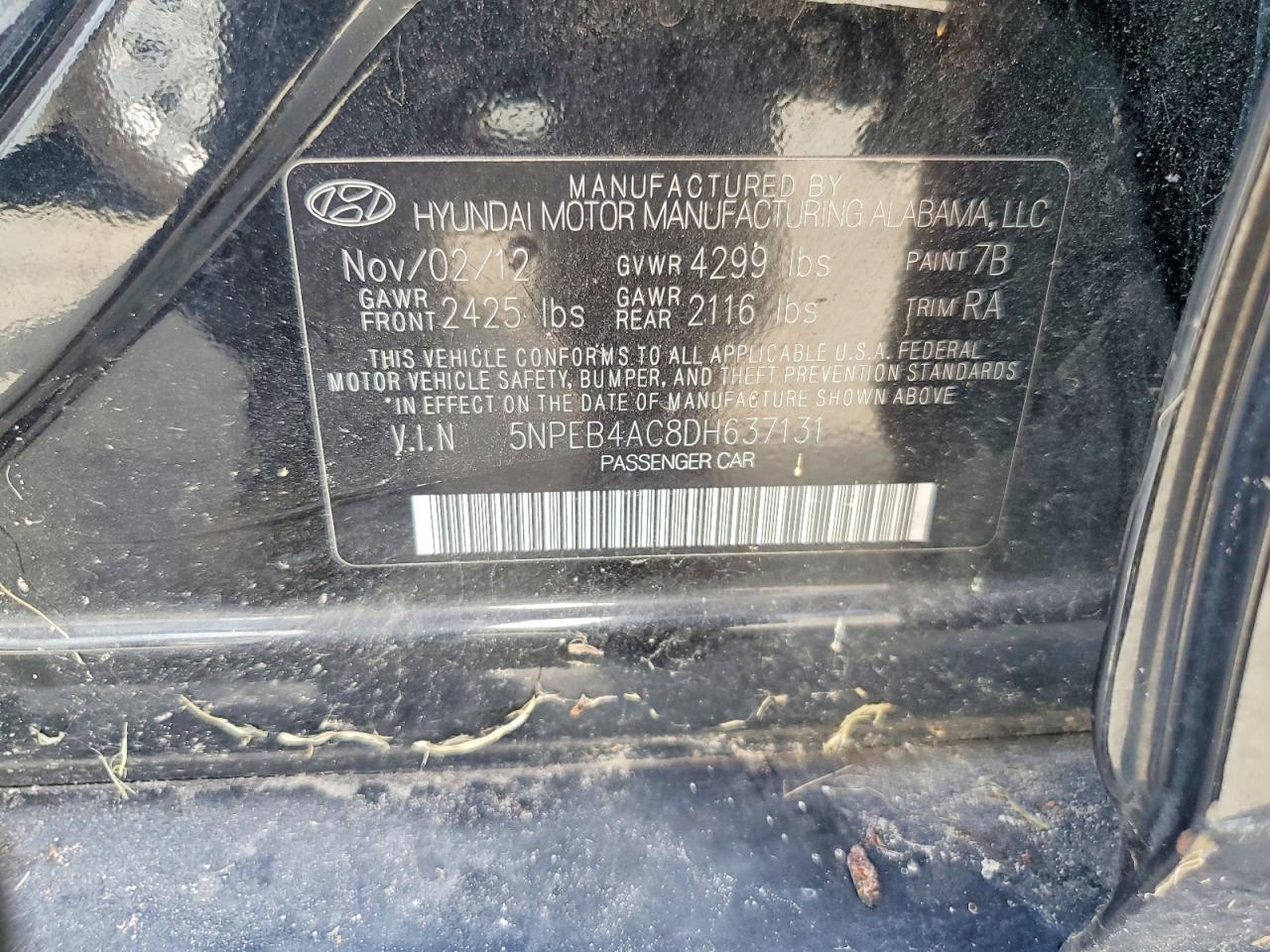 2013 Hyundai Sonata Gls Black vin: 5NPEB4AC8DH637131