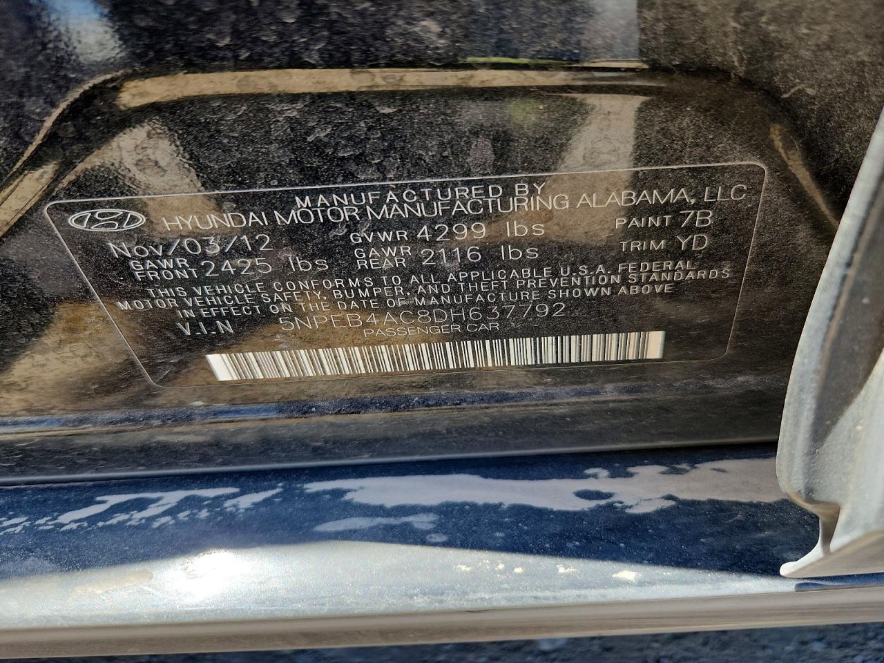 2013 Hyundai Sonata Gls Black vin: 5NPEB4AC8DH637792