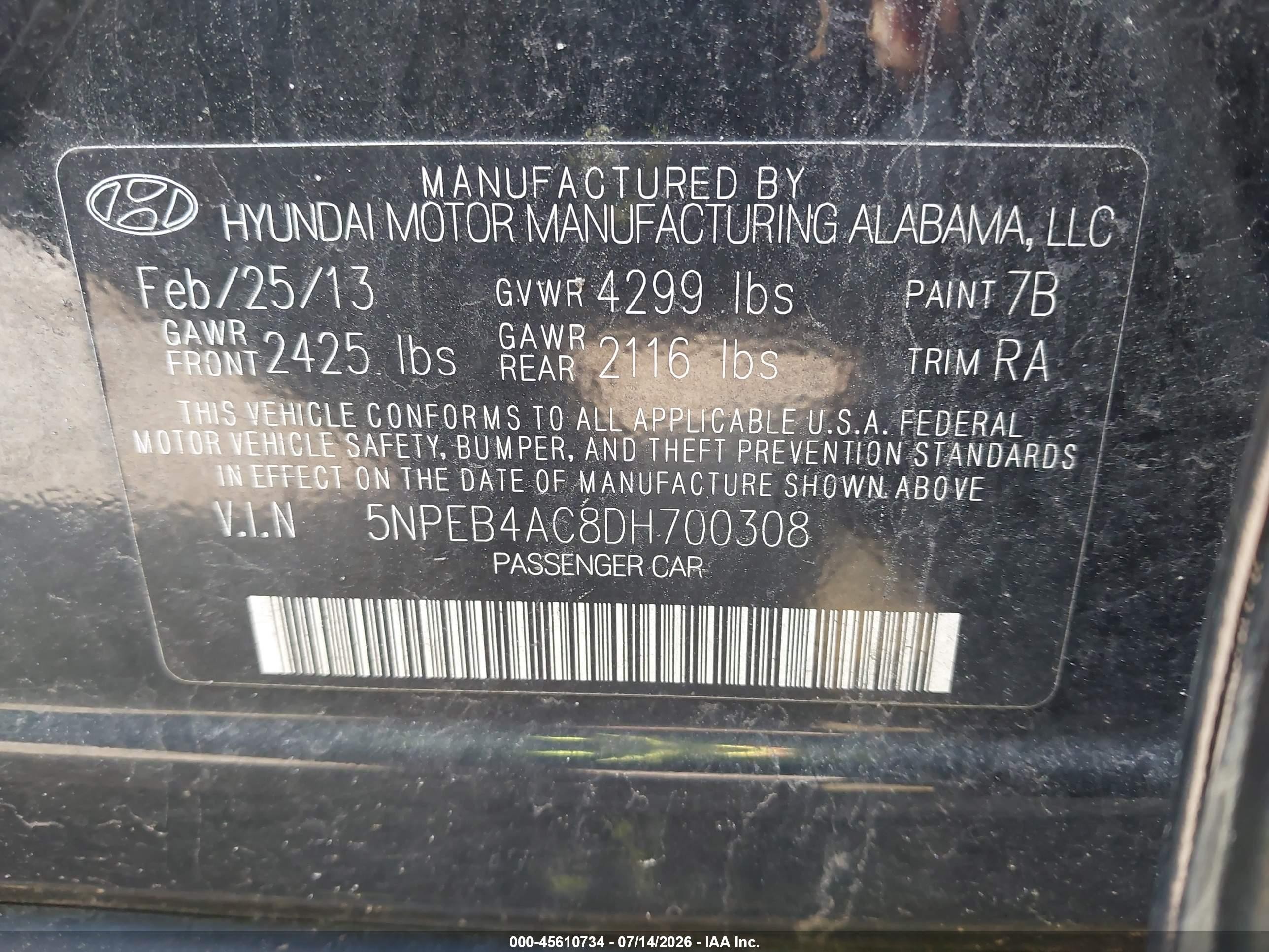 2013 Hyundai Sonata Gls Black vin: 5NPEB4AC8DH700308