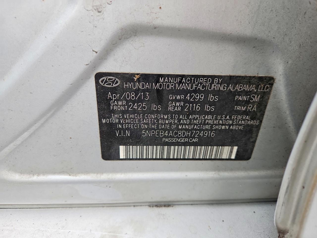 2013 Hyundai Sonata Gls Silver vin: 5NPEB4AC8DH724916