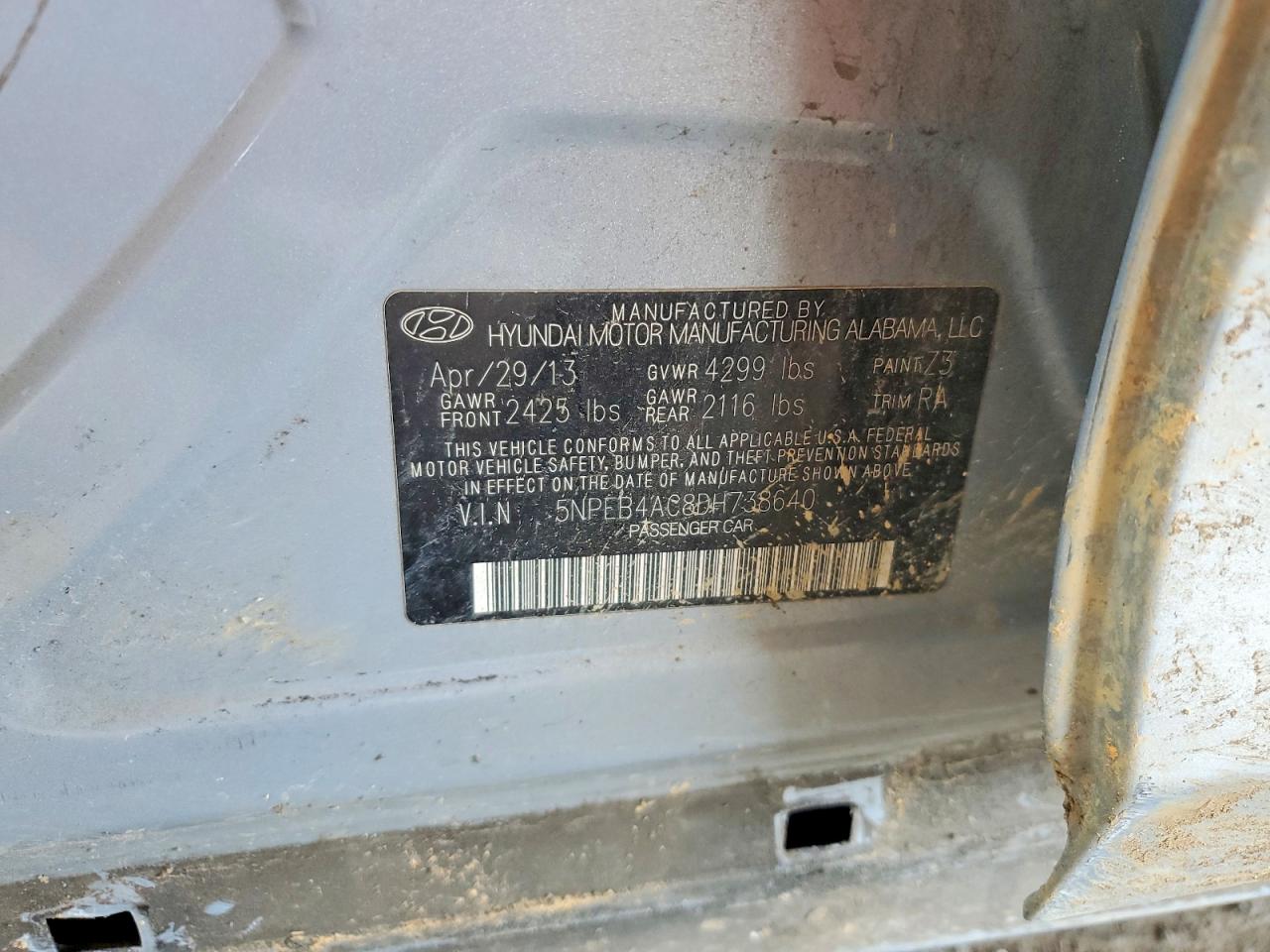 2013 Hyundai Sonata Gls Silver vin: 5NPEB4AC8DH738640