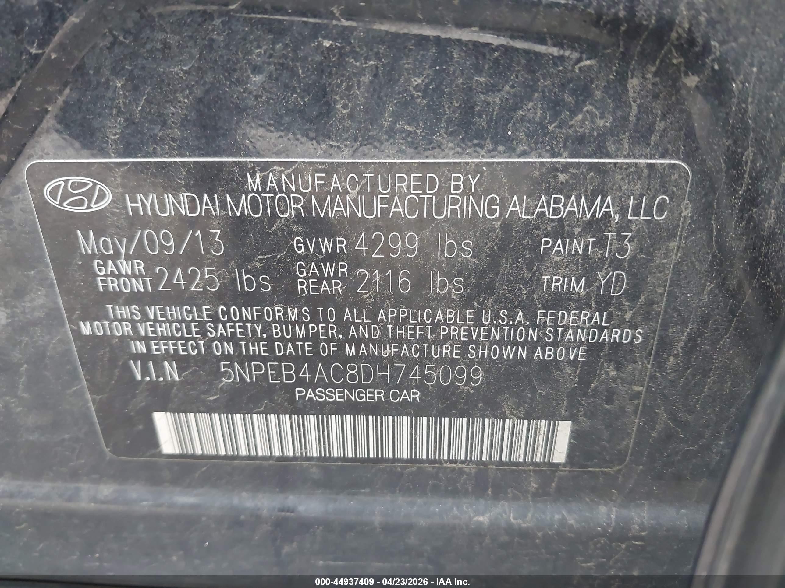 2013 Hyundai Sonata Gls Blue vin: 5NPEB4AC8DH745099