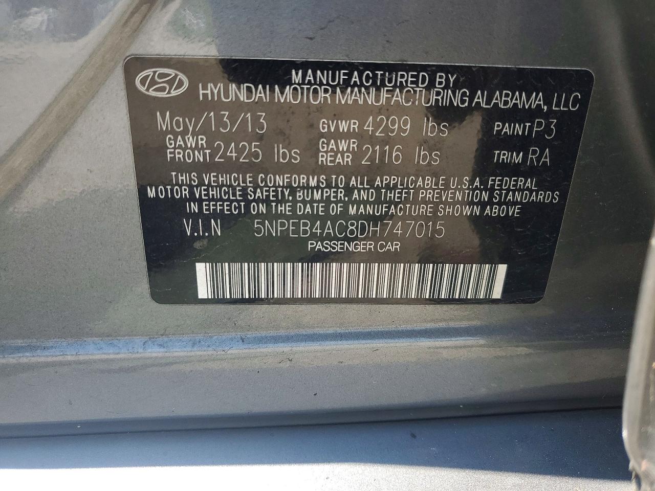 2013 Hyundai Sonata Gls Silver vin: 5NPEB4AC8DH747015