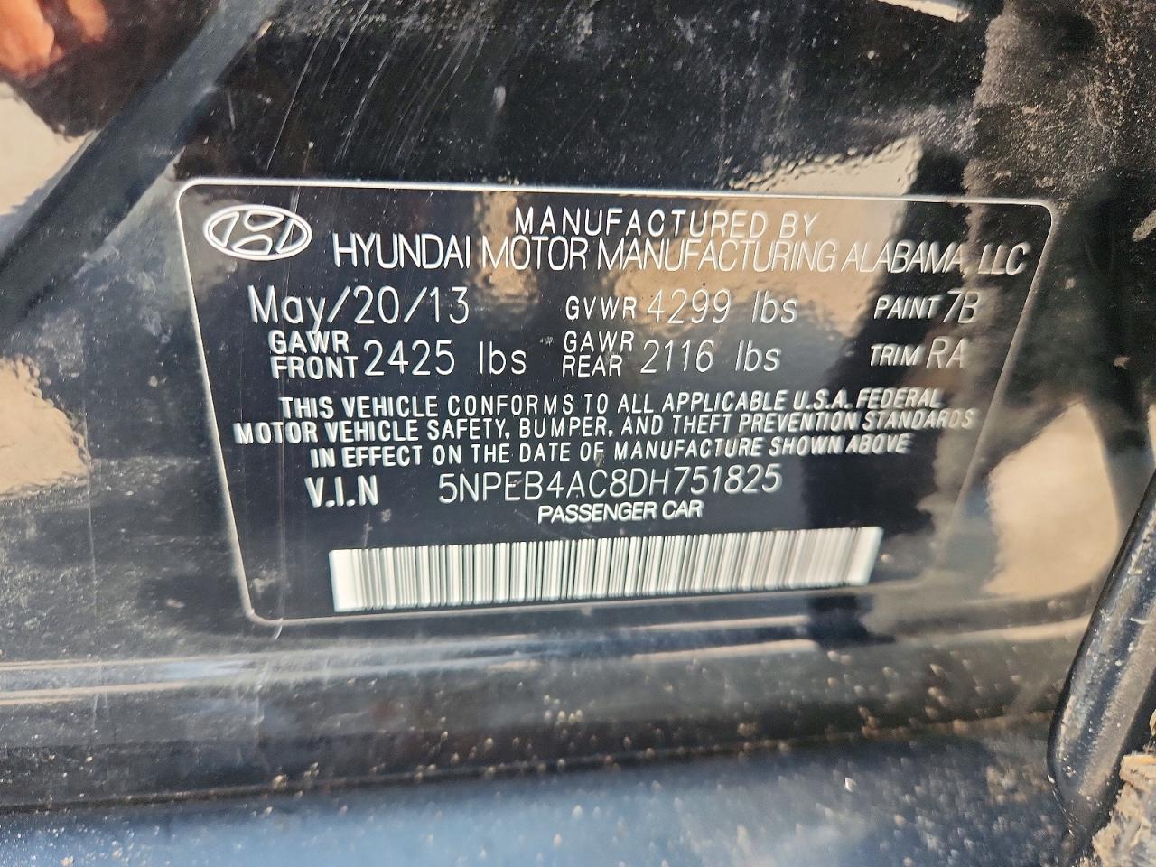 2013 Hyundai Sonata Gls Black vin: 5NPEB4AC8DH751825