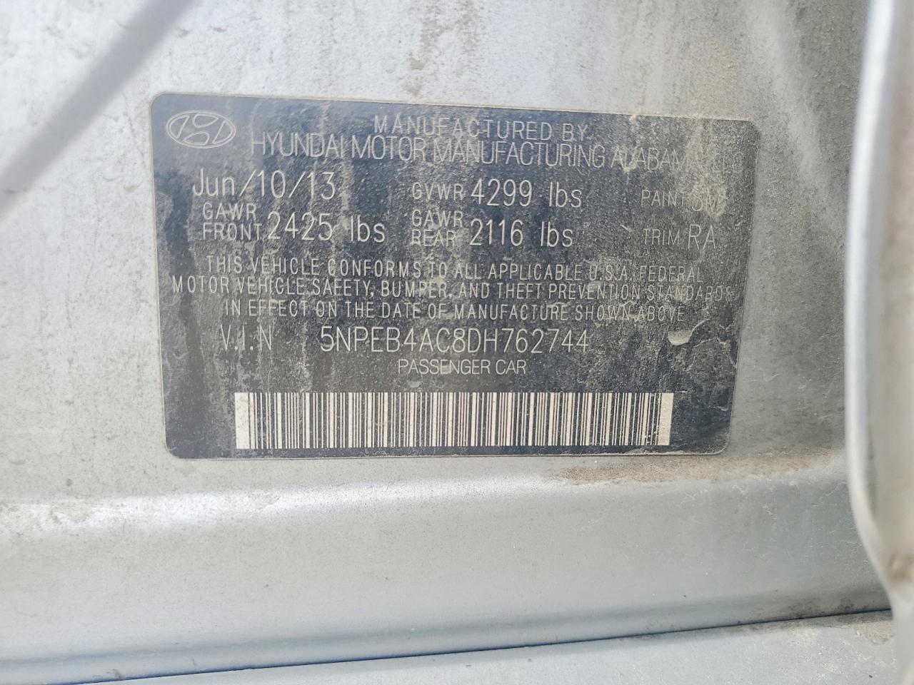 2013 Hyundai Sonata Gls Silver vin: 5NPEB4AC8DH762744