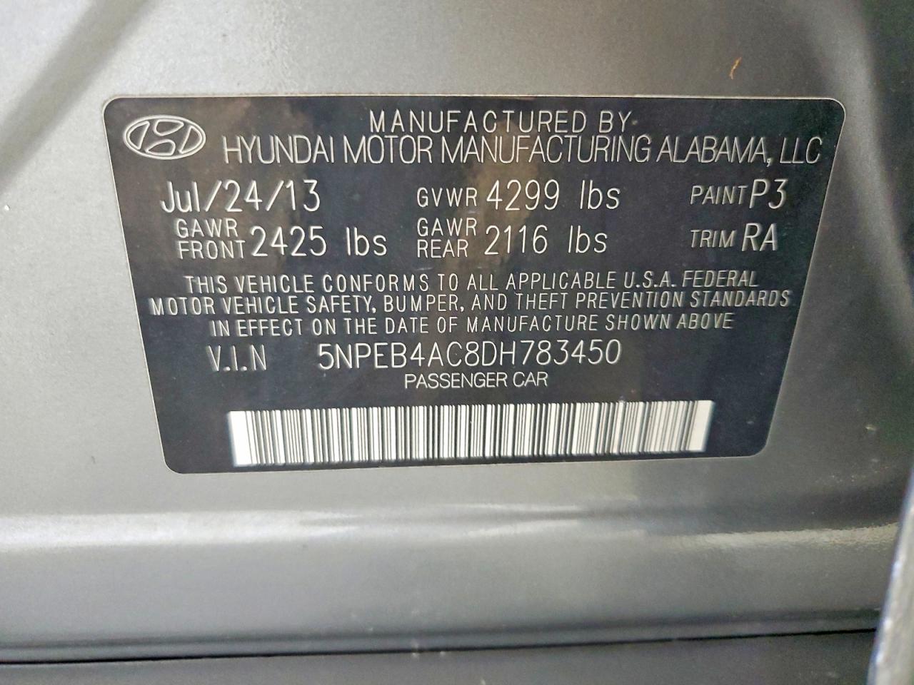 2013 Hyundai Sonata Gls Silver vin: 5NPEB4AC8DH783450