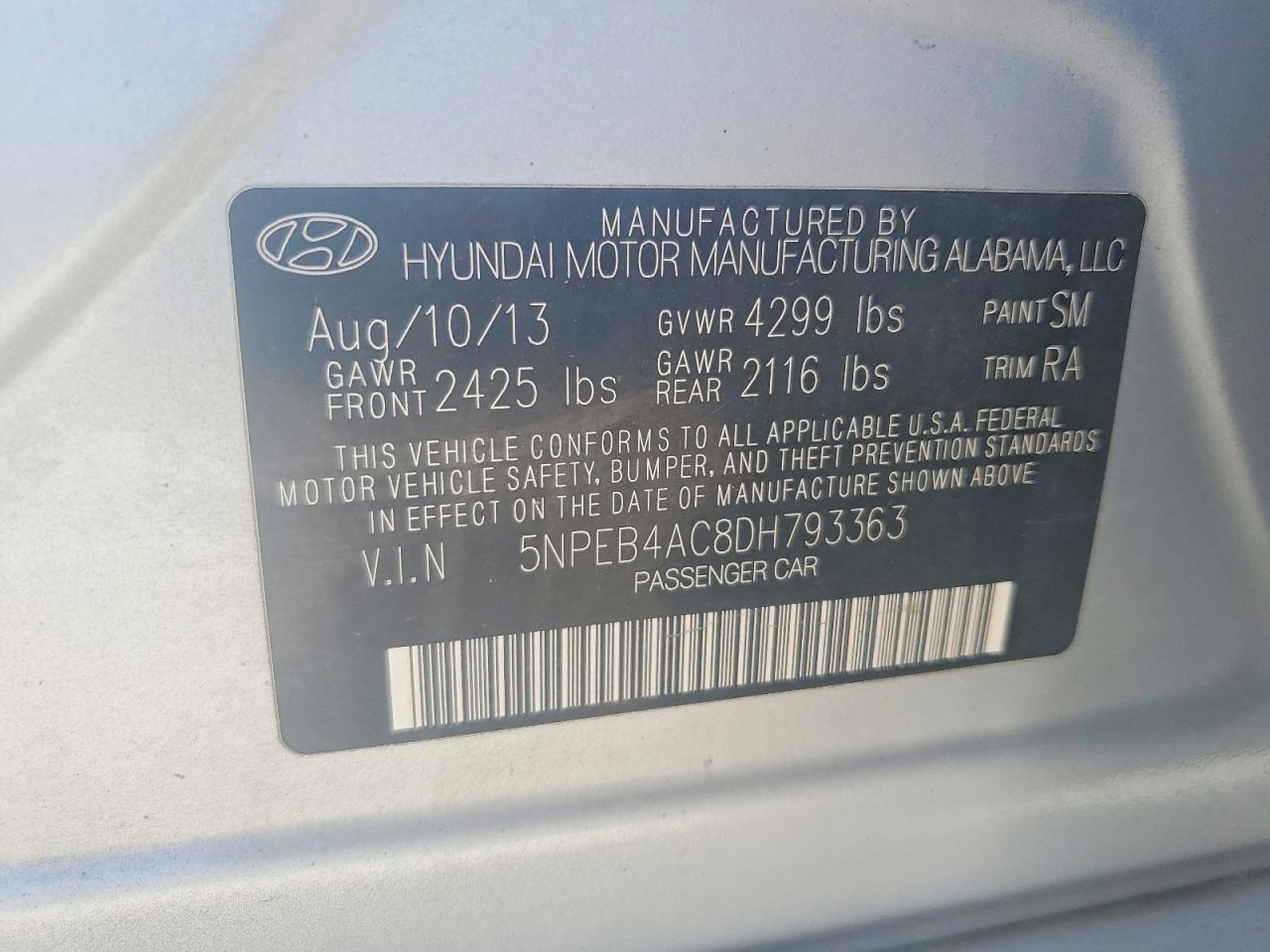 2013 Hyundai Sonata Gls Серебряный vin: 5NPEB4AC8DH793363