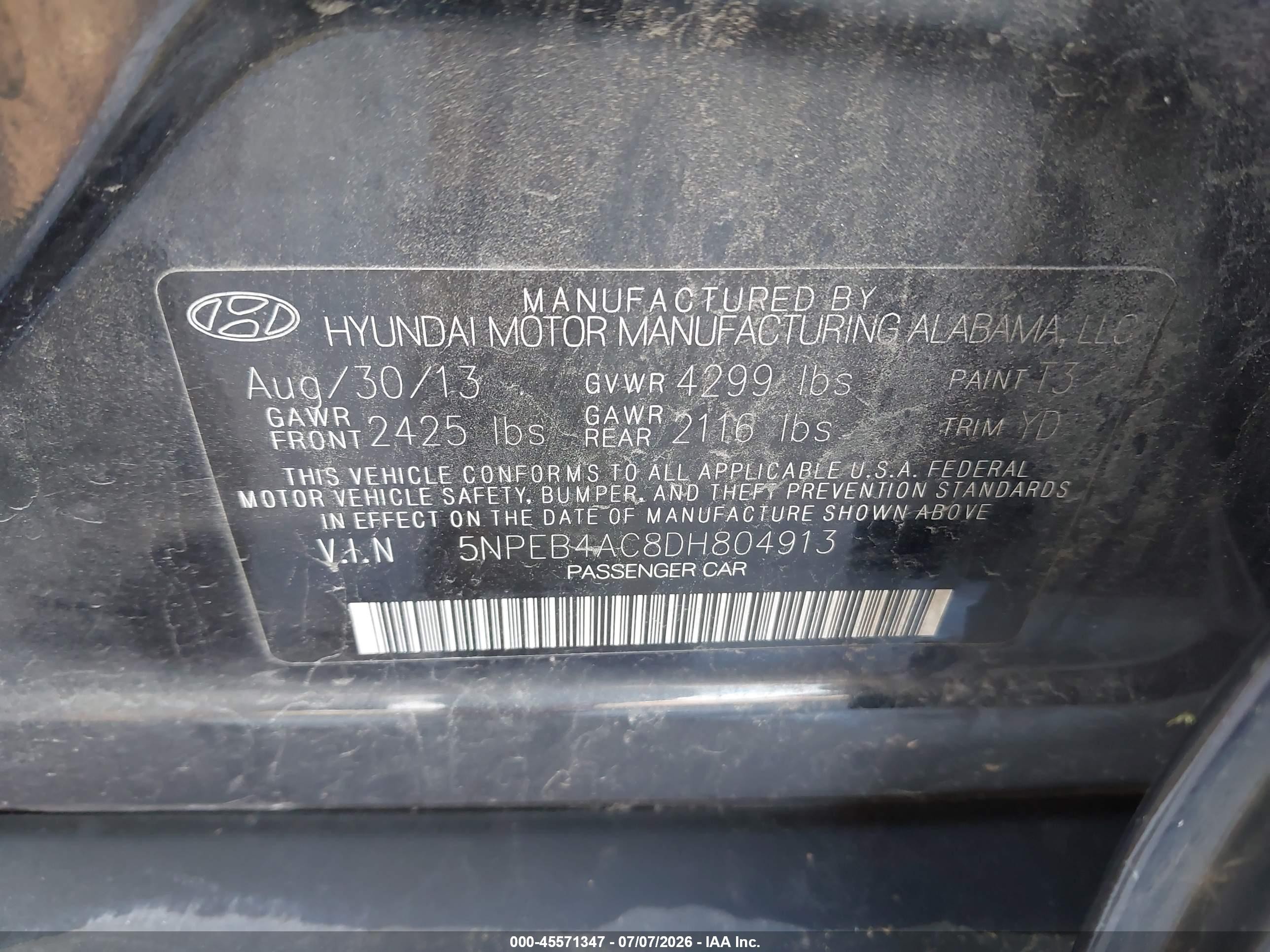 2013 Hyundai Sonata Gls Blue vin: 5NPEB4AC8DH804913