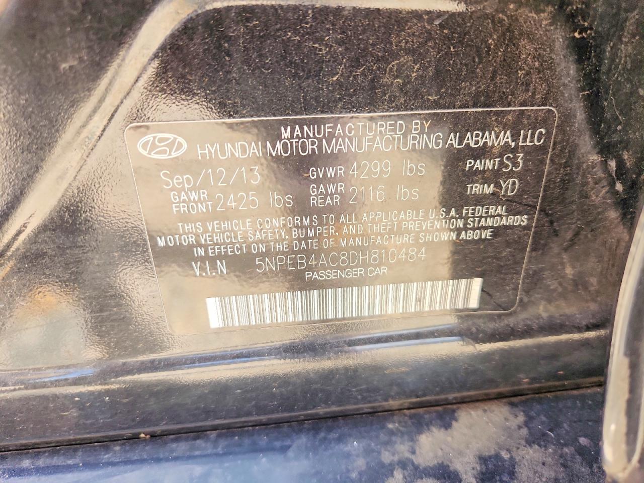 2013 Hyundai Sonata Gls Black vin: 5NPEB4AC8DH810484