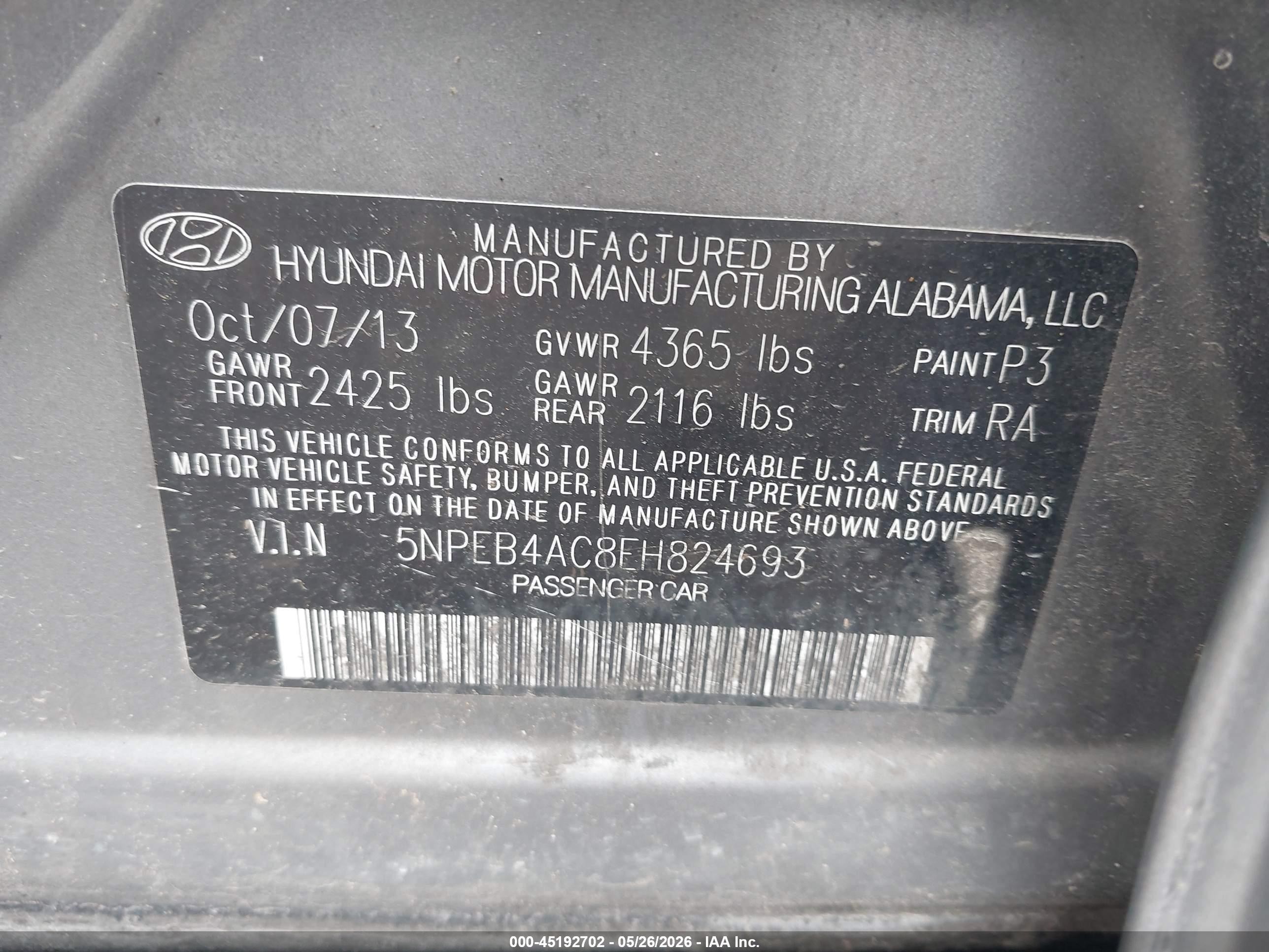 2014 Hyundai Sonata Gls Silver vin: 5NPEB4AC8EH824693