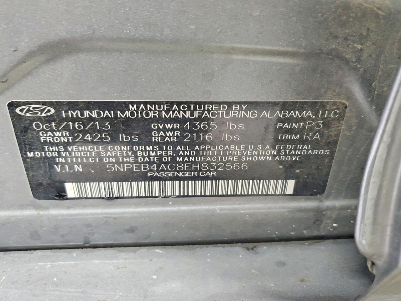 2014 Hyundai Sonata Gls Серый vin: 5NPEB4AC8EH832566