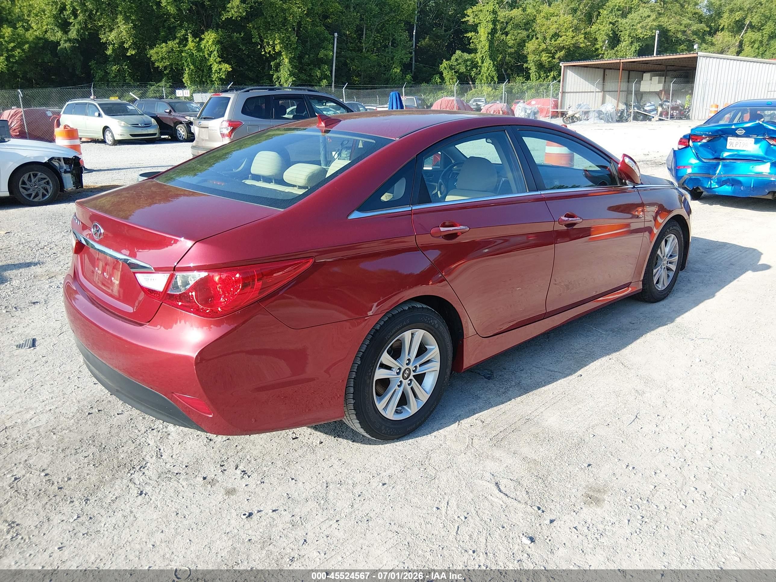 2014 Hyundai Sonata Gls Red vin: 5NPEB4AC8EH852381