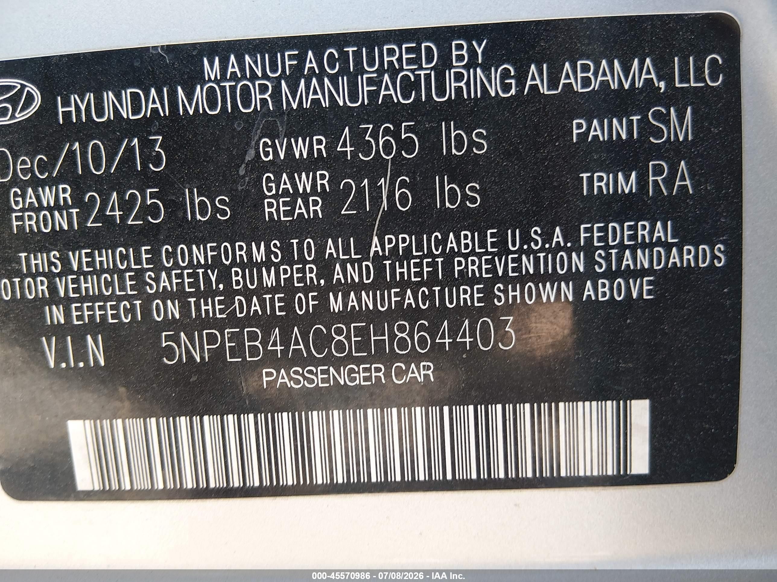 2014 Hyundai Sonata Gls Silver vin: 5NPEB4AC8EH864403