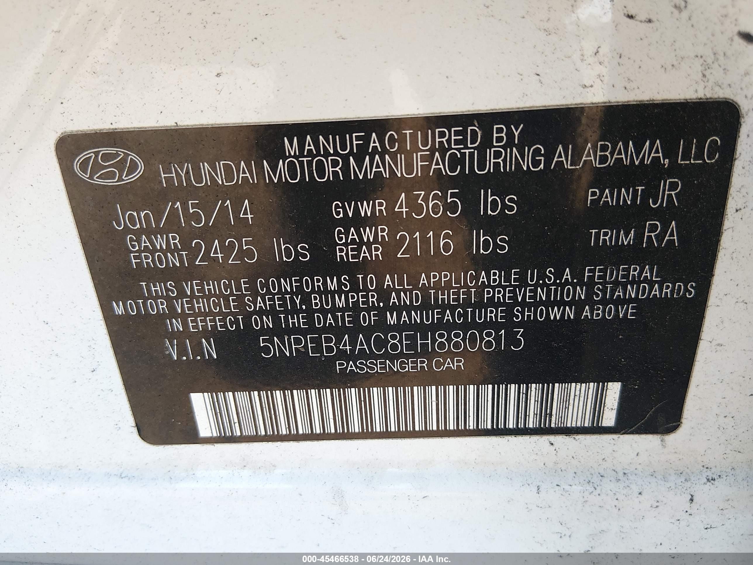 2014 Hyundai Sonata Gls White vin: 5NPEB4AC8EH880813