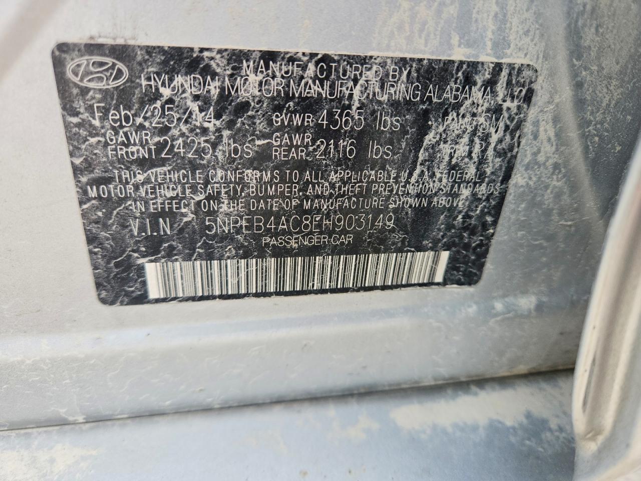 2014 Hyundai Sonata Gls Silver vin: 5NPEB4AC8EH903149